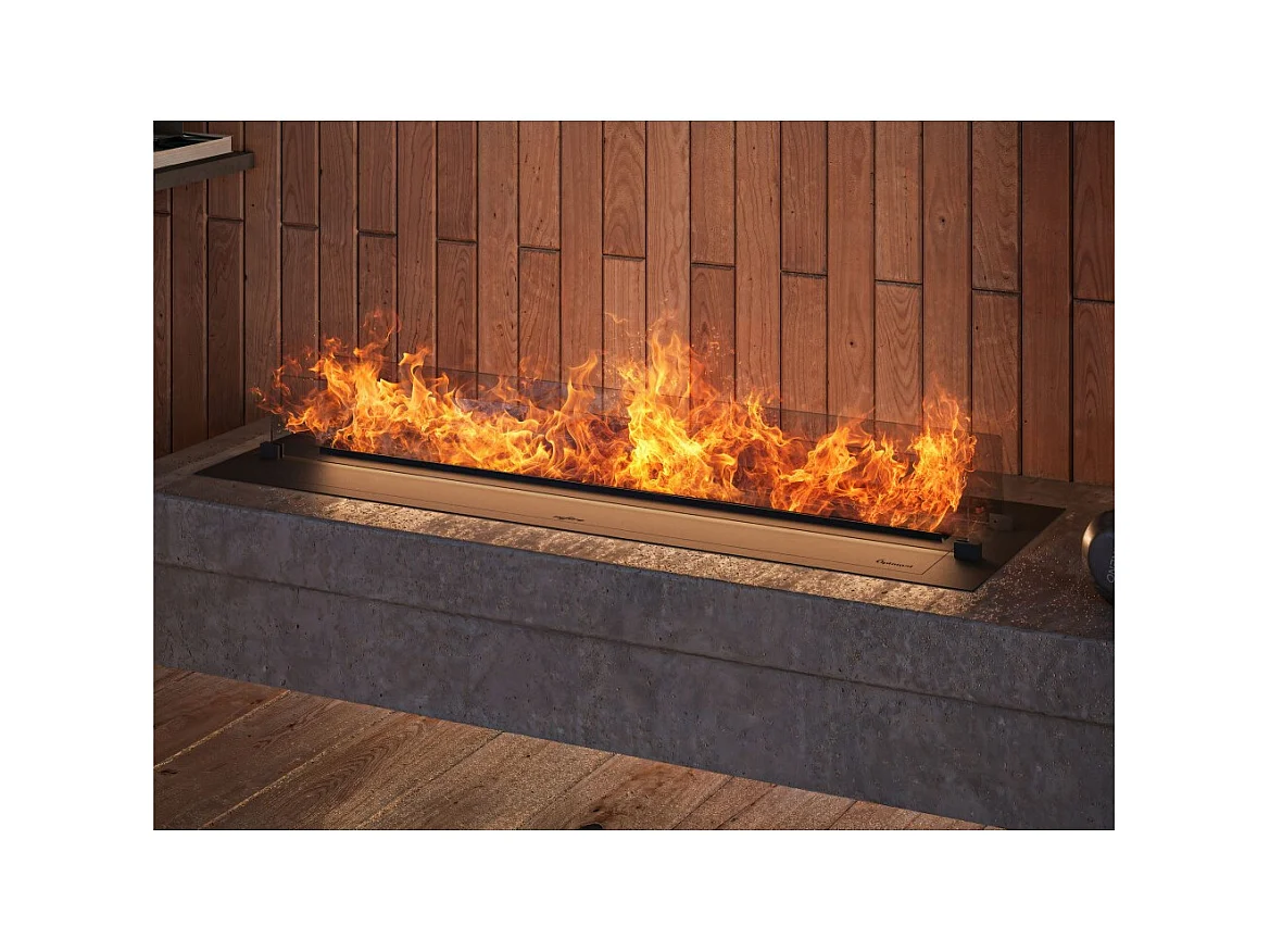 Cheminée vapeur d'eau Insert 1200 - Flammes LED multicolores, effet 3D, app mobile, réservoir 2,4L, remplissage automatique - 120 cm