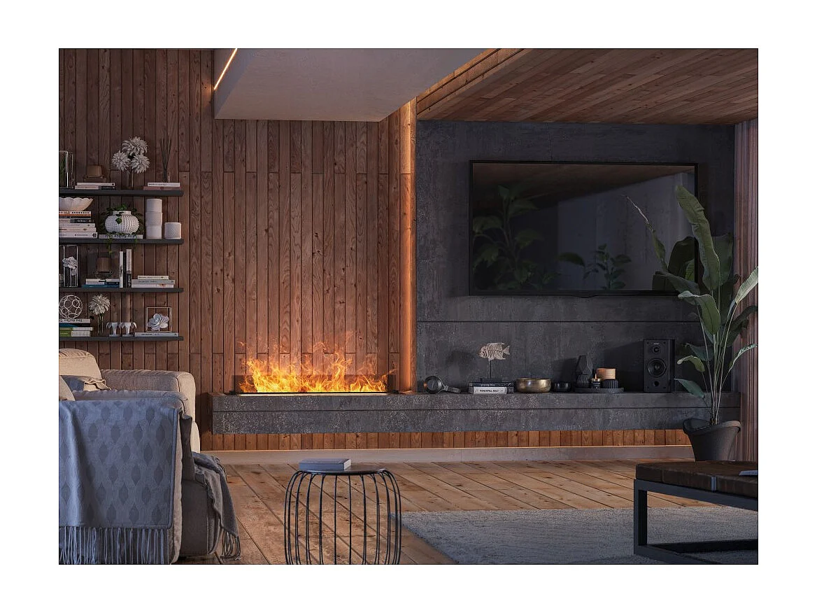 Invapo Insert 1200 Lareira a vapor embutida - Chama 3D multicolorida, app, tanque 2,4 l, recarga automática - 120 cm