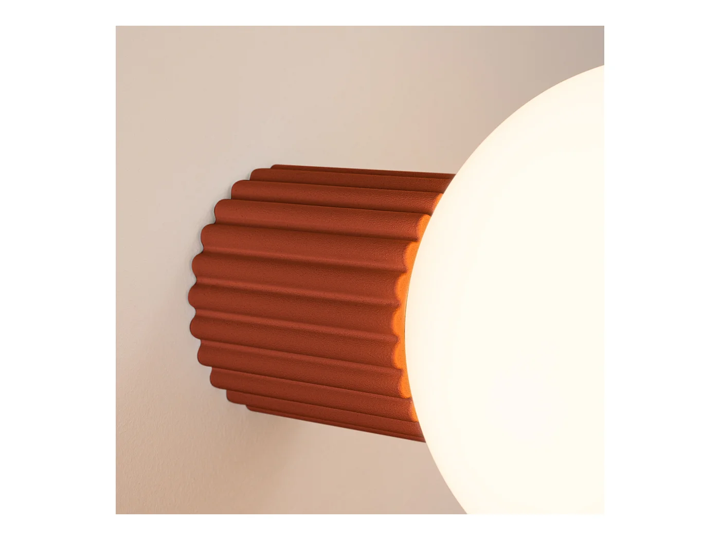 Applique Halo Moderne En Aluminium/Verre - 1 Sources Lumineuses - L.12 X H.12 Cm - Ocre Rouge