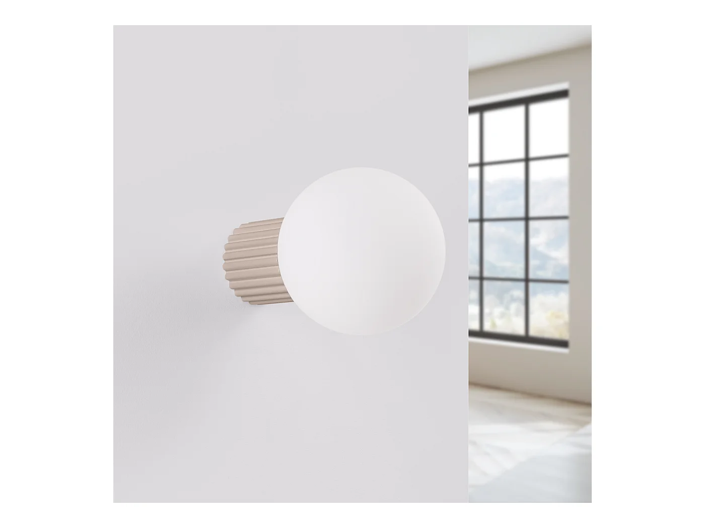 Applique Halo Moderne En Aluminium/Verre - 1 Sources Lumineuses - L.12 X H.12 Cm - Taupe