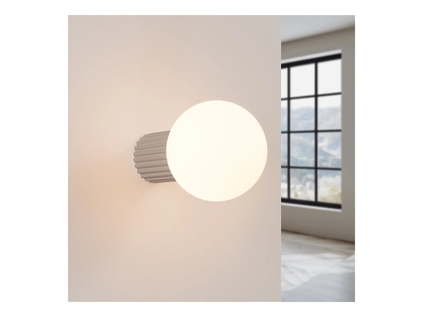 Applique Halo Moderne En Aluminium/Verre - 1 Sources Lumineuses - L.12 X H.12 Cm - Taupe