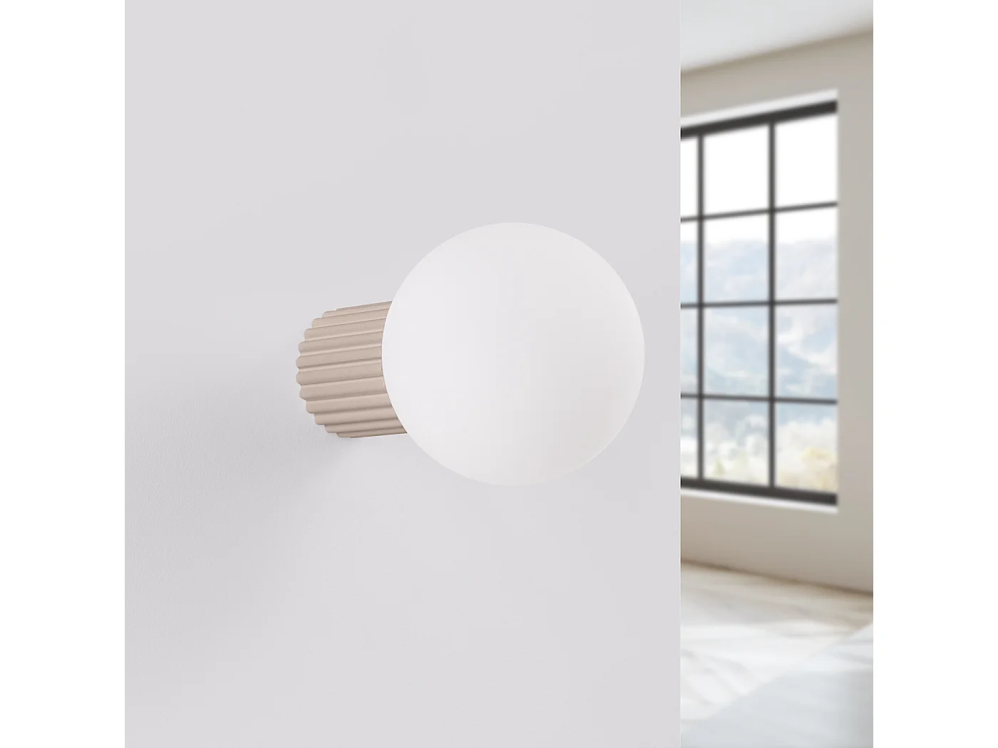 Candeeiro De Parede Halo Moderno, Alumínio/Vidro - 1 Lichtbronnen - L.12 X H.12 Cm - Cinza