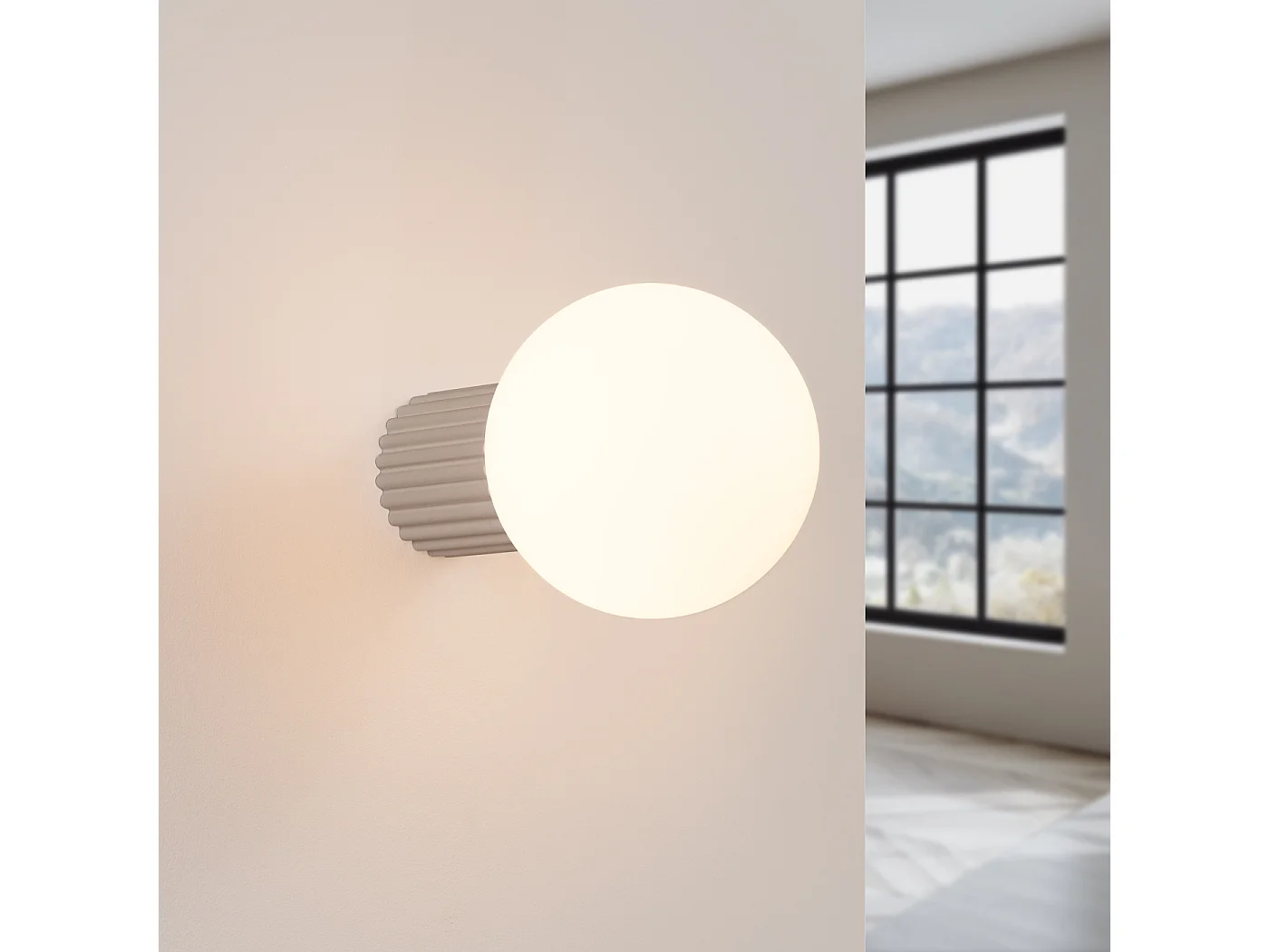 Candeeiro De Parede Halo Moderno, Alumínio/Vidro - 1 Lichtbronnen - L.12 X H.12 Cm - Cinza