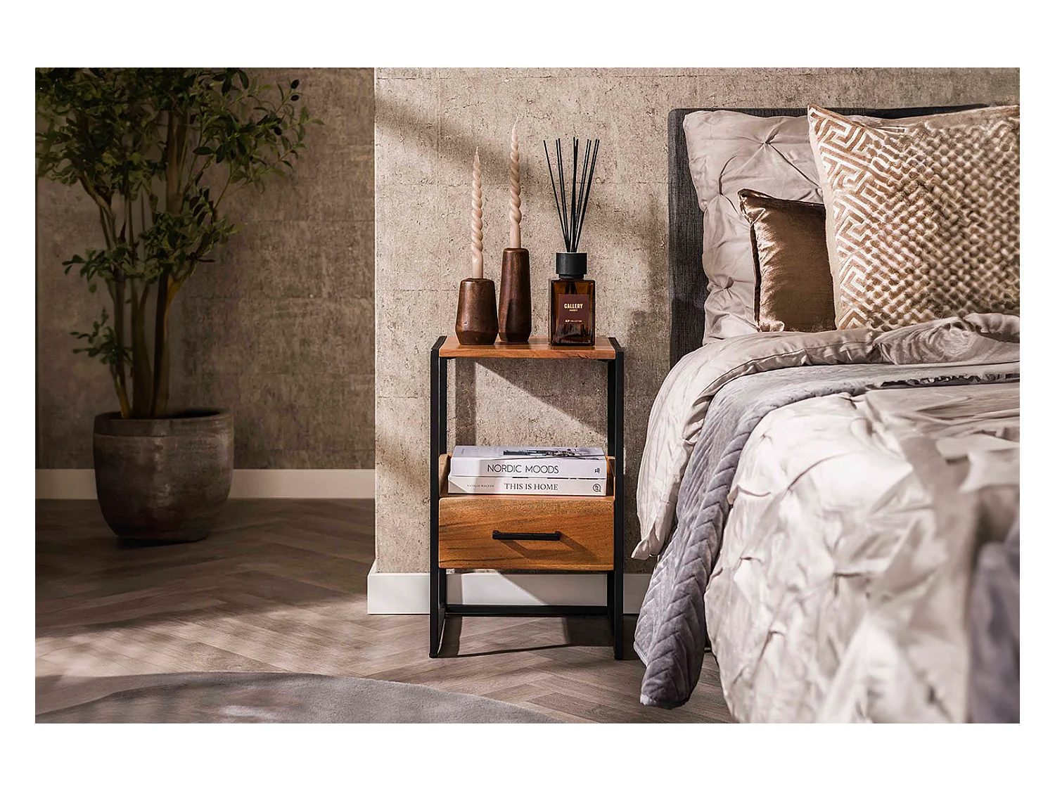 Table de nuit - Bois Bois - 35 x 35 cm - SHER