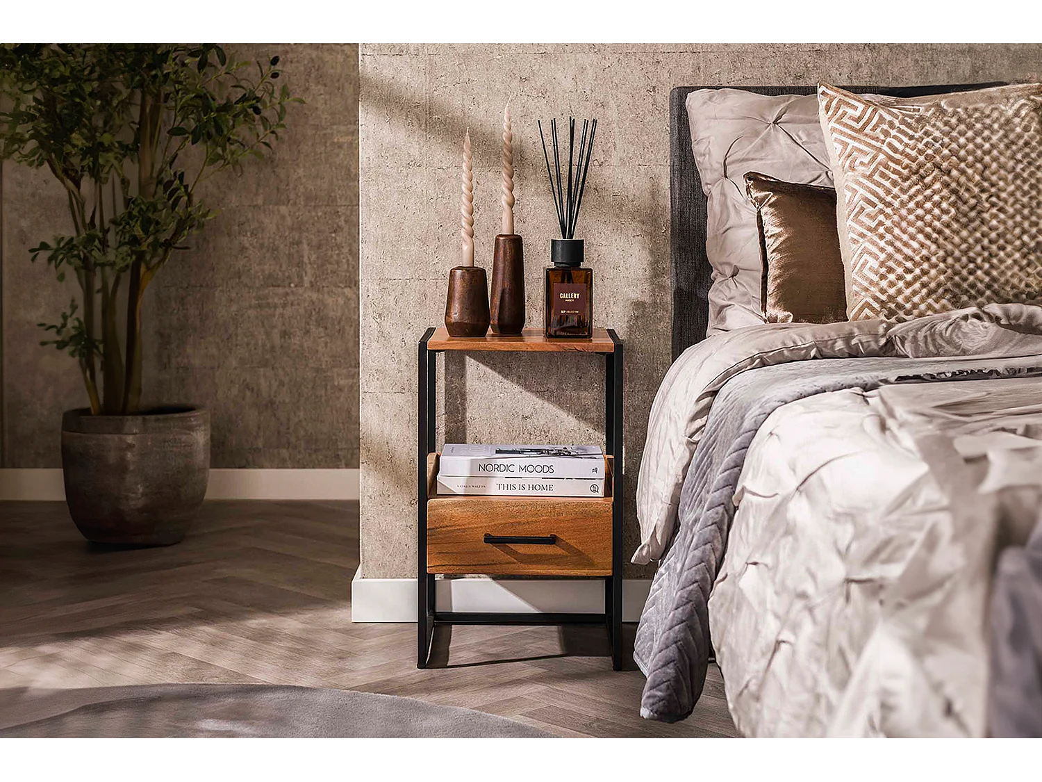 Mesilla de noche - Madera Madera - 35 x 35 cm - SHER