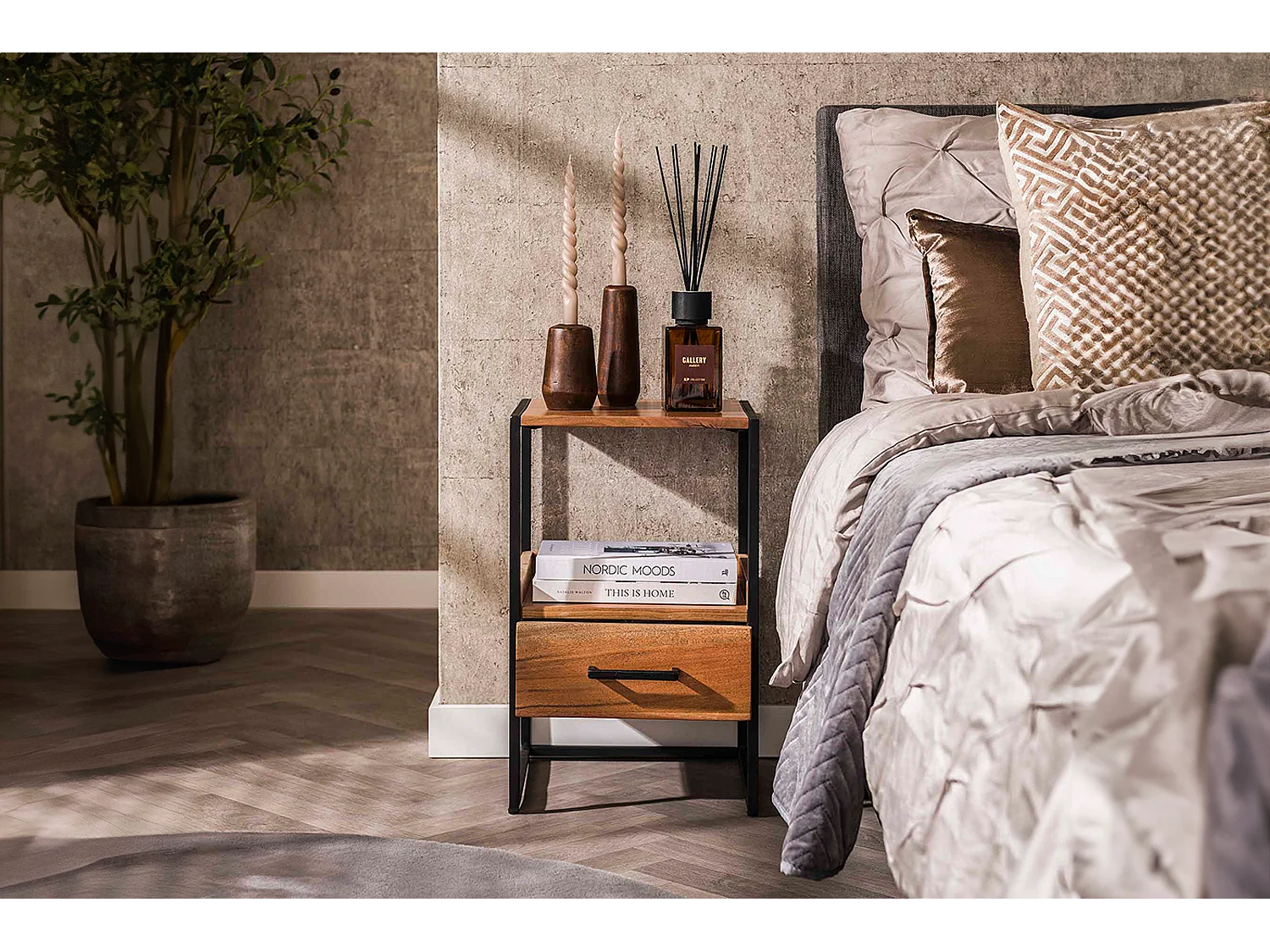 Mesilla de noche - Madera Madera - 35 x 35 cm - SHER