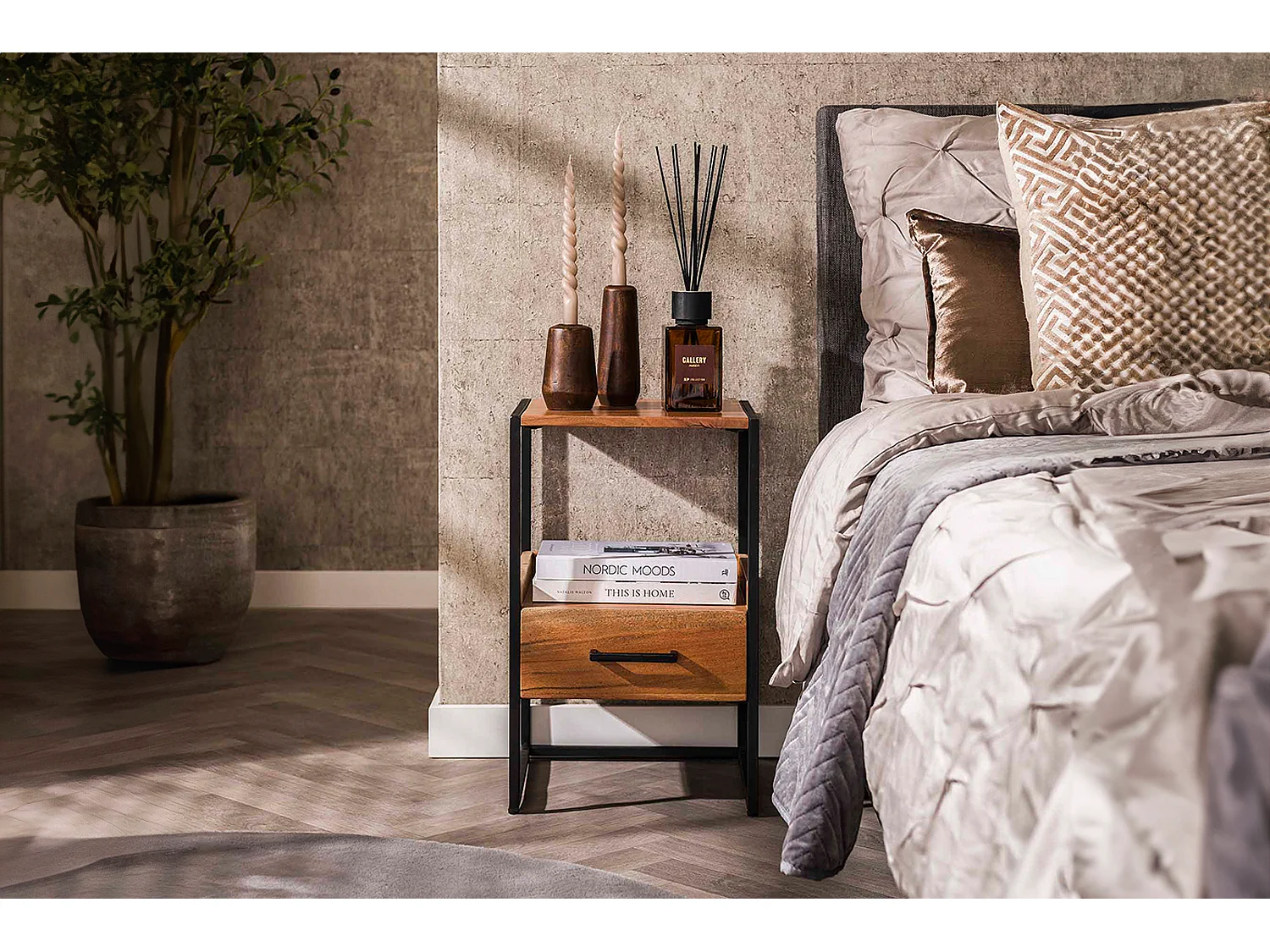 Table de nuit - Bois Bois - 35 x 35 cm - SHER
