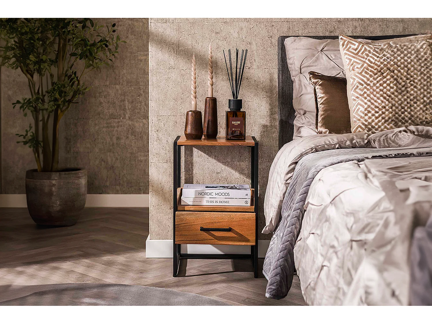 Table de nuit - Bois Bois - 35 x 35 cm - SHER
