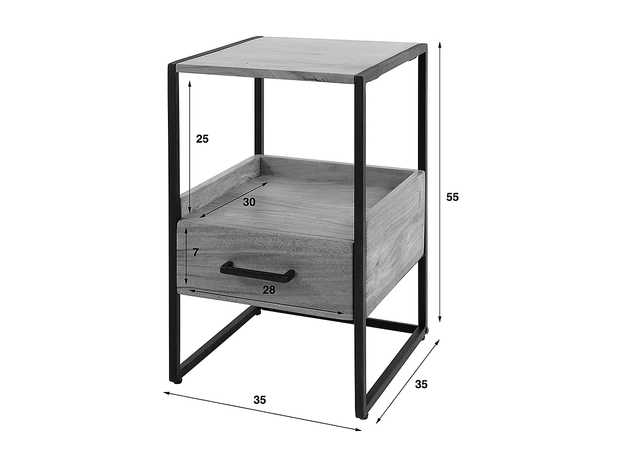 Table de nuit - Bois Bois - 35 x 35 cm - SHER
