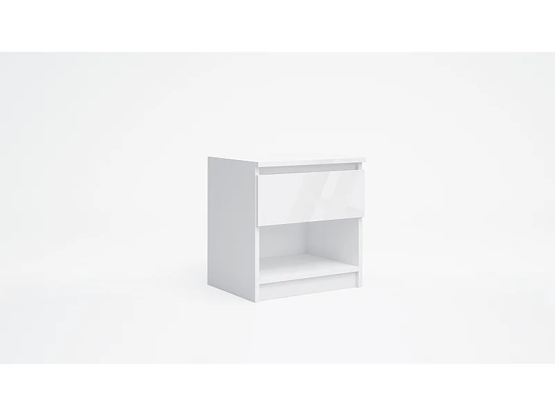 Comodino moderno con cassetto 45x47 cm in bianco lucido CGA7