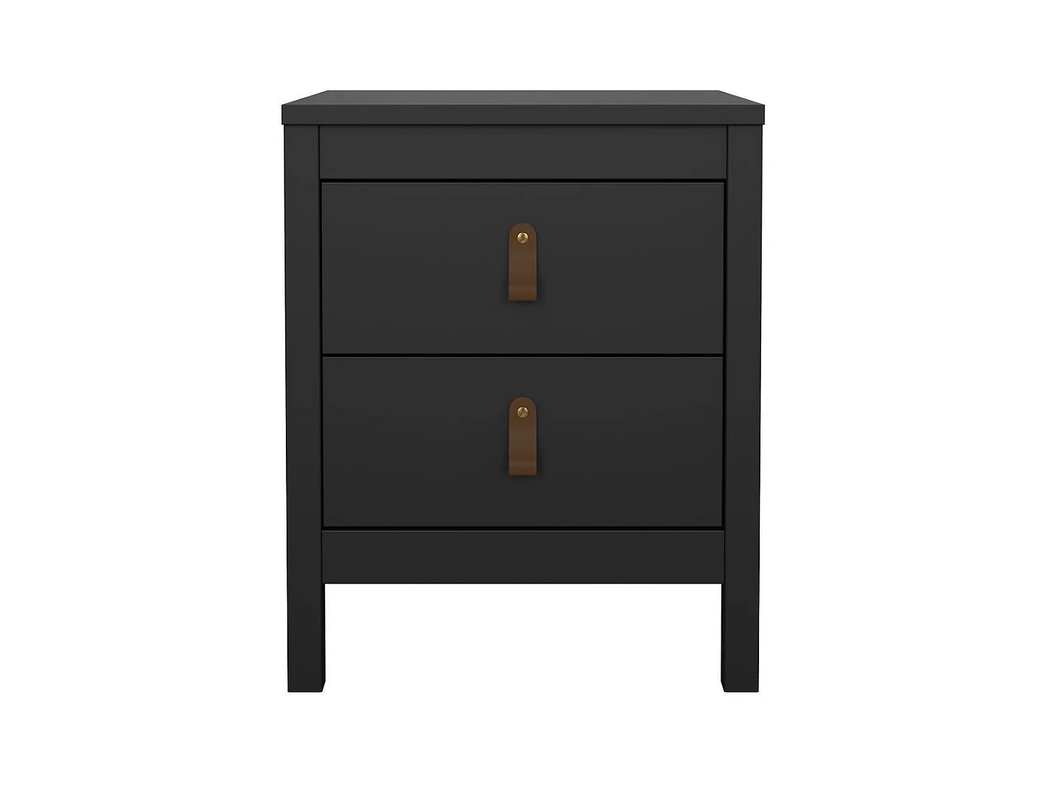 Table de chevet 2 tiroirs noir mat L43,8 cm - BARCELONE