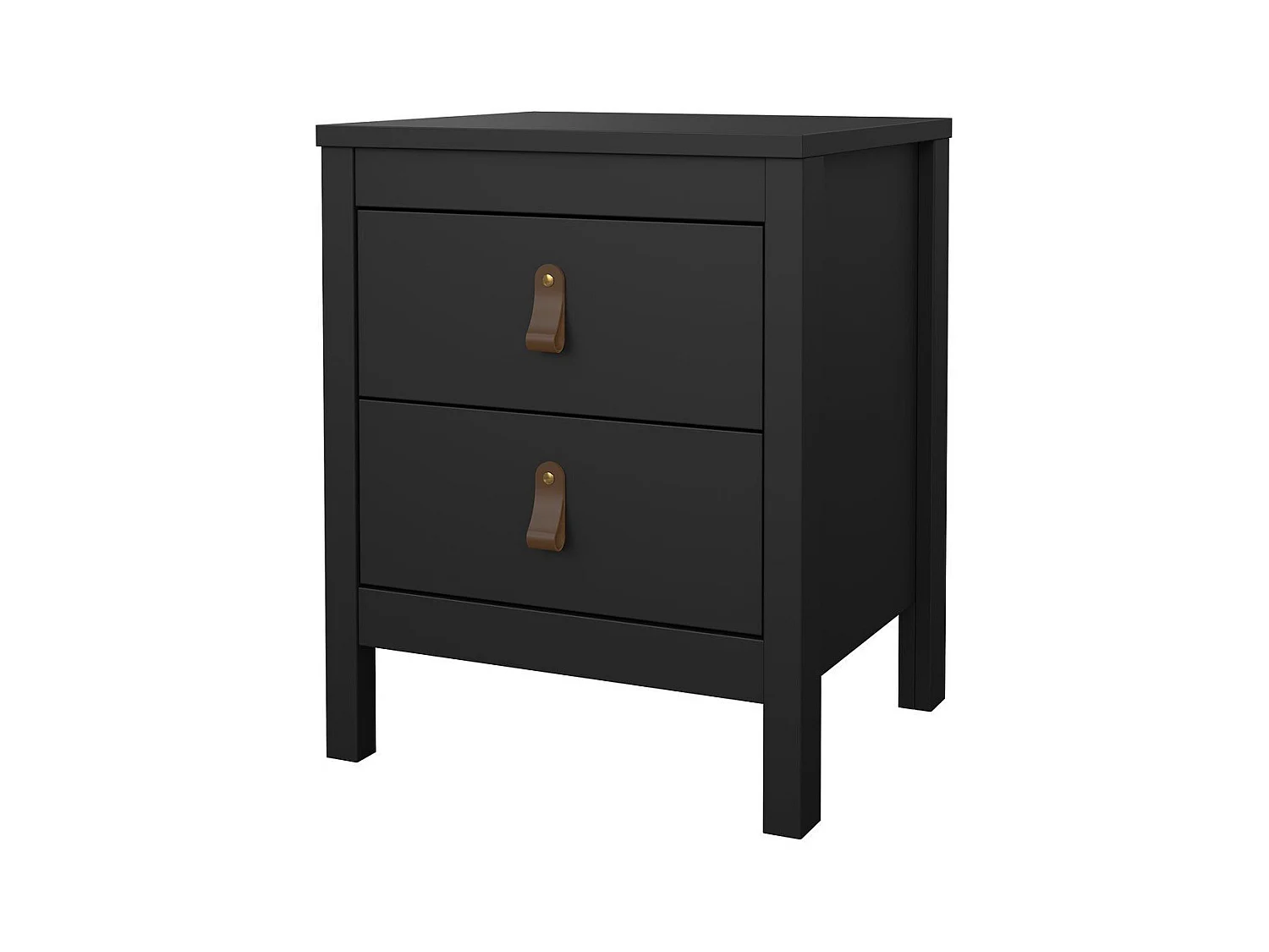 Table de chevet 2 tiroirs noir mat L43,8 cm - BARCELONE