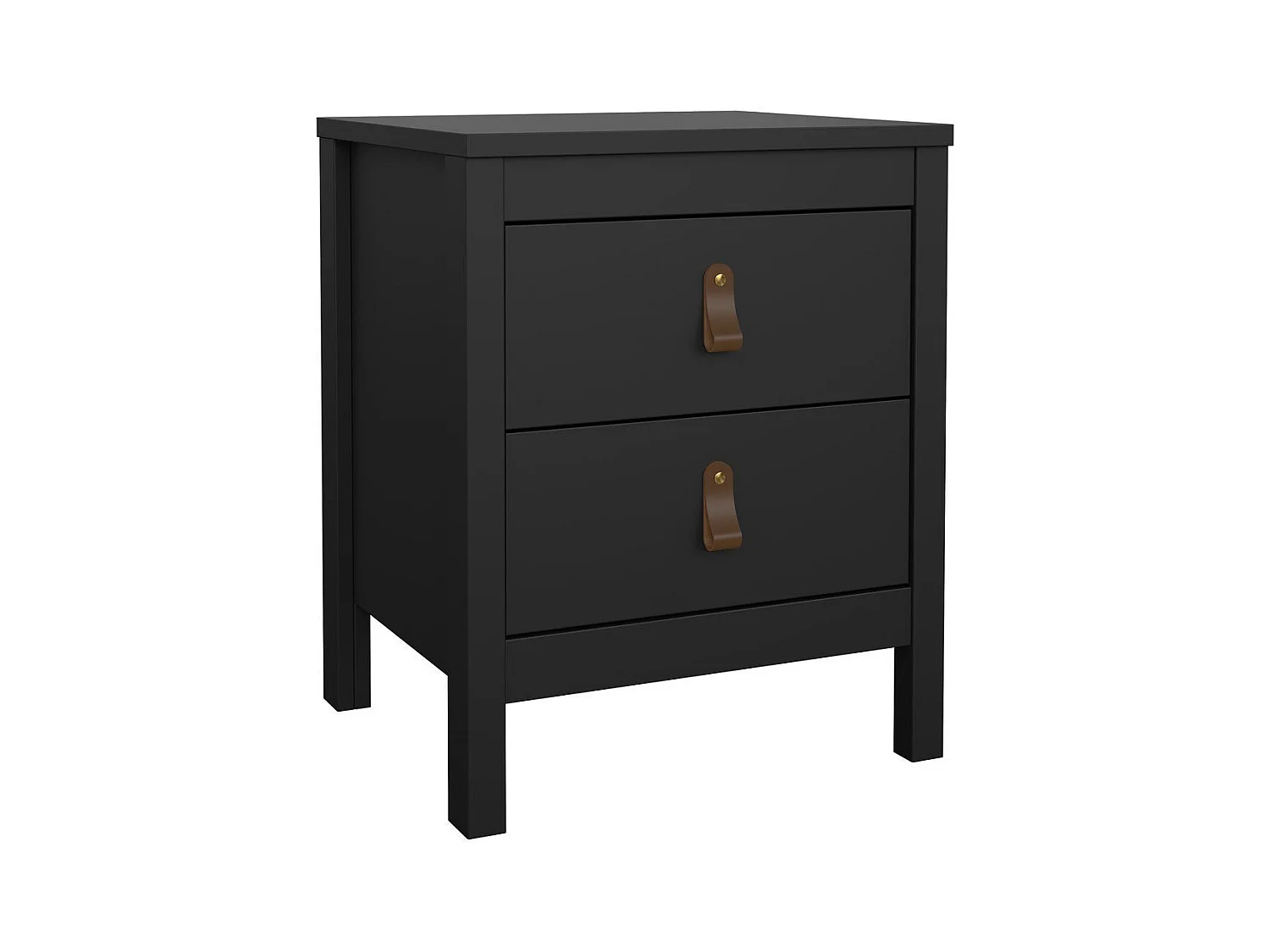 Table de chevet 2 tiroirs noir mat L43,8 cm - BARCELONE