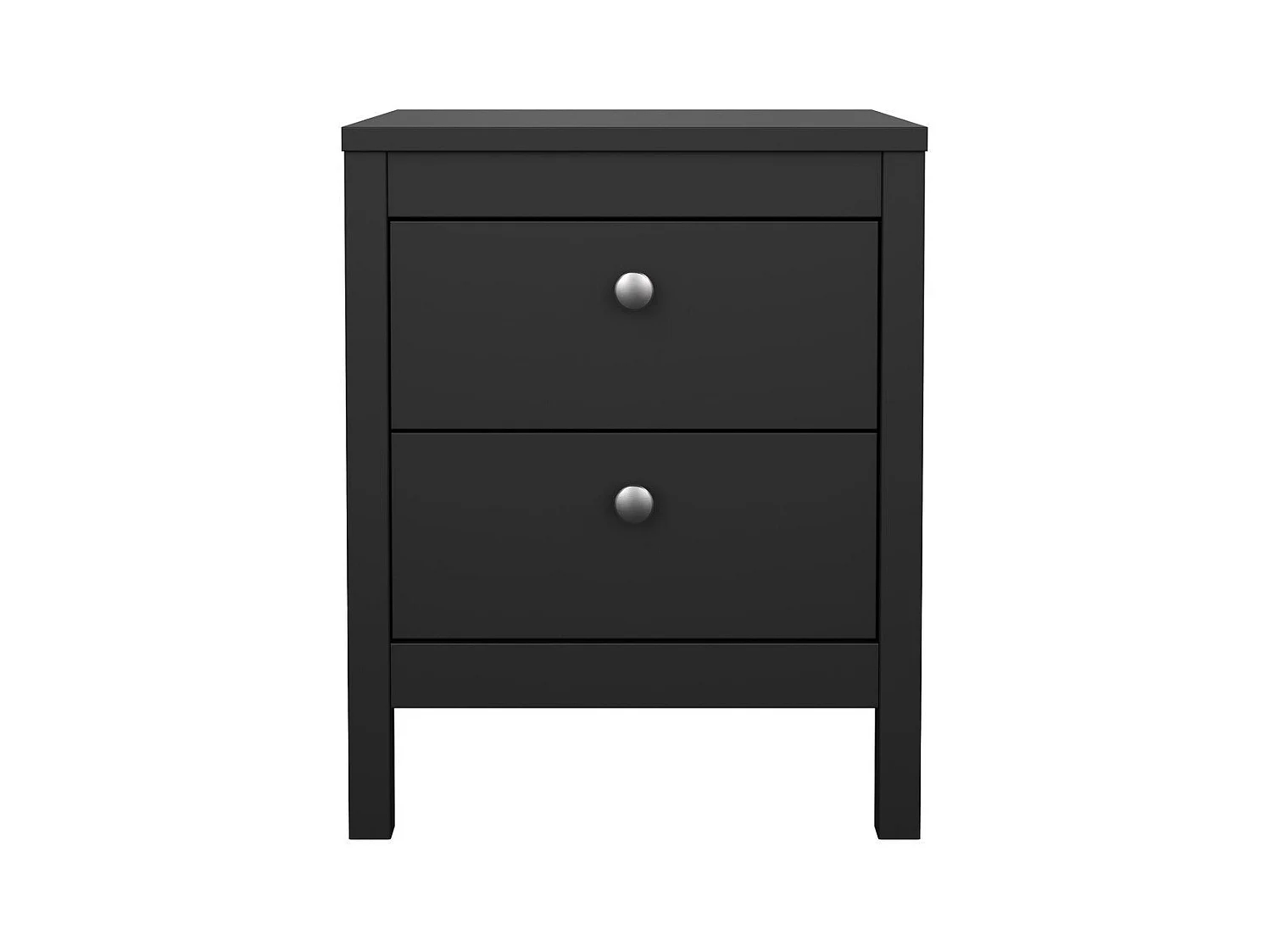 Table de chevet 2 tiroirs noir mat L43,8 cm - BARCELONE