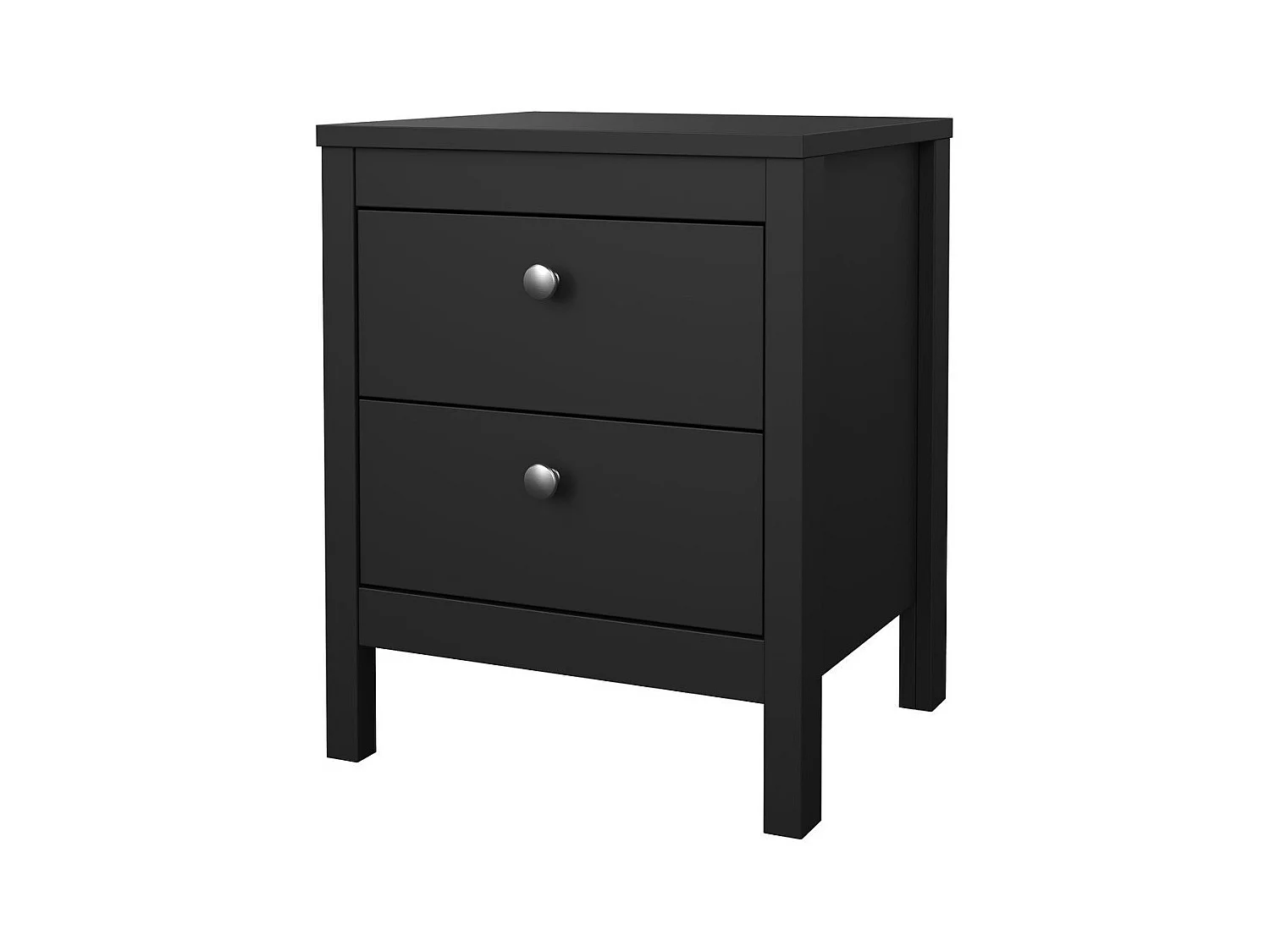 Table de chevet 2 tiroirs noir mat L43,8 cm - BARCELONE