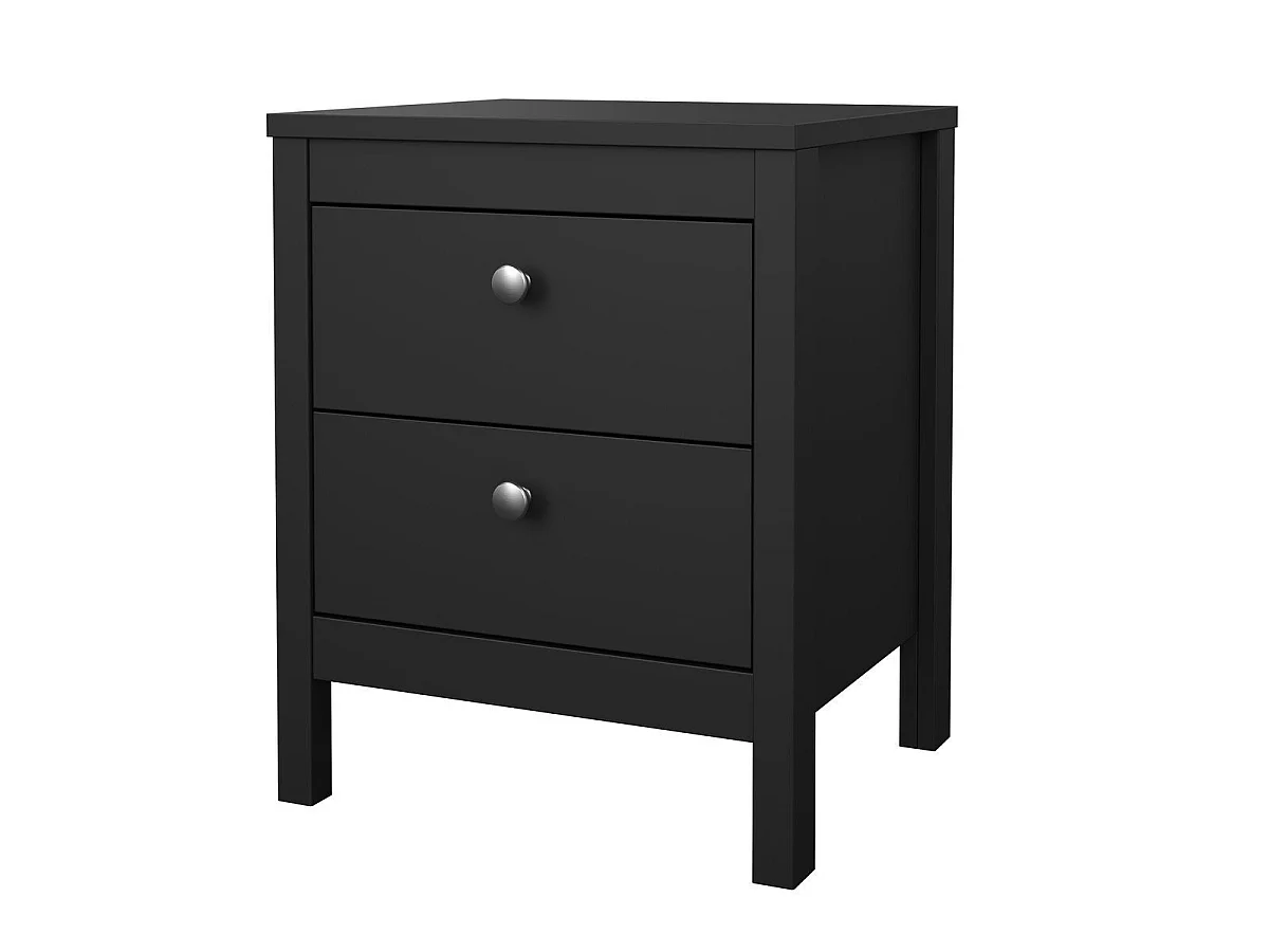 Comodino 2 cassetti nero opaco L43,8 cm - BARCELONE