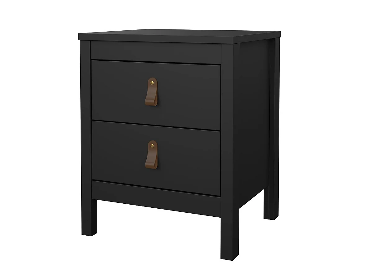 Table de chevet 2 tiroirs noir mat L43,8 cm - BARCELONE