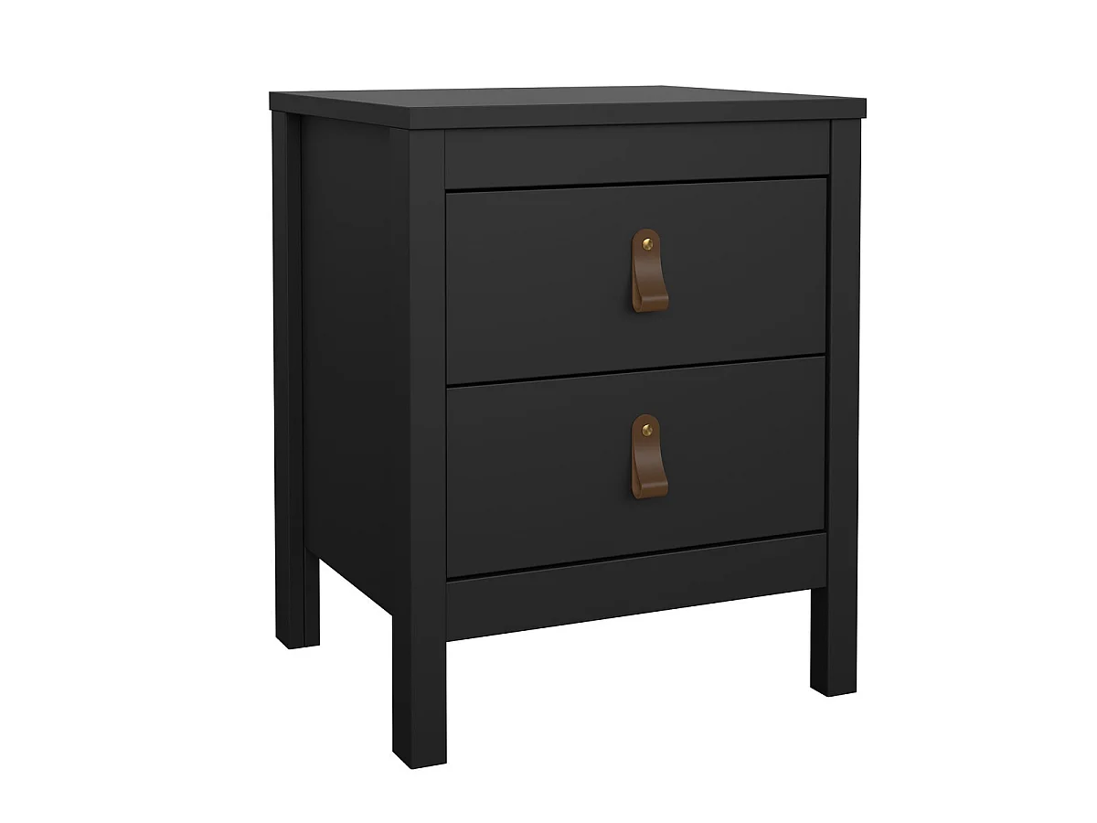 Table de chevet 2 tiroirs noir mat L43,8 cm - BARCELONE