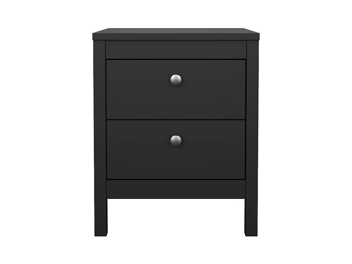 Table de chevet 2 tiroirs noir mat L43,8 cm - BARCELONE