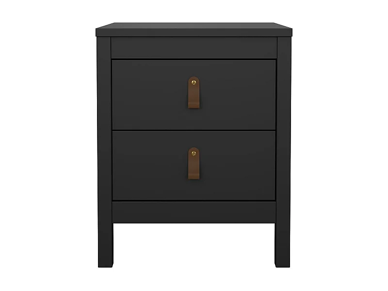 Table de chevet 2 tiroirs noir mat L43,8 cm - BARCELONE