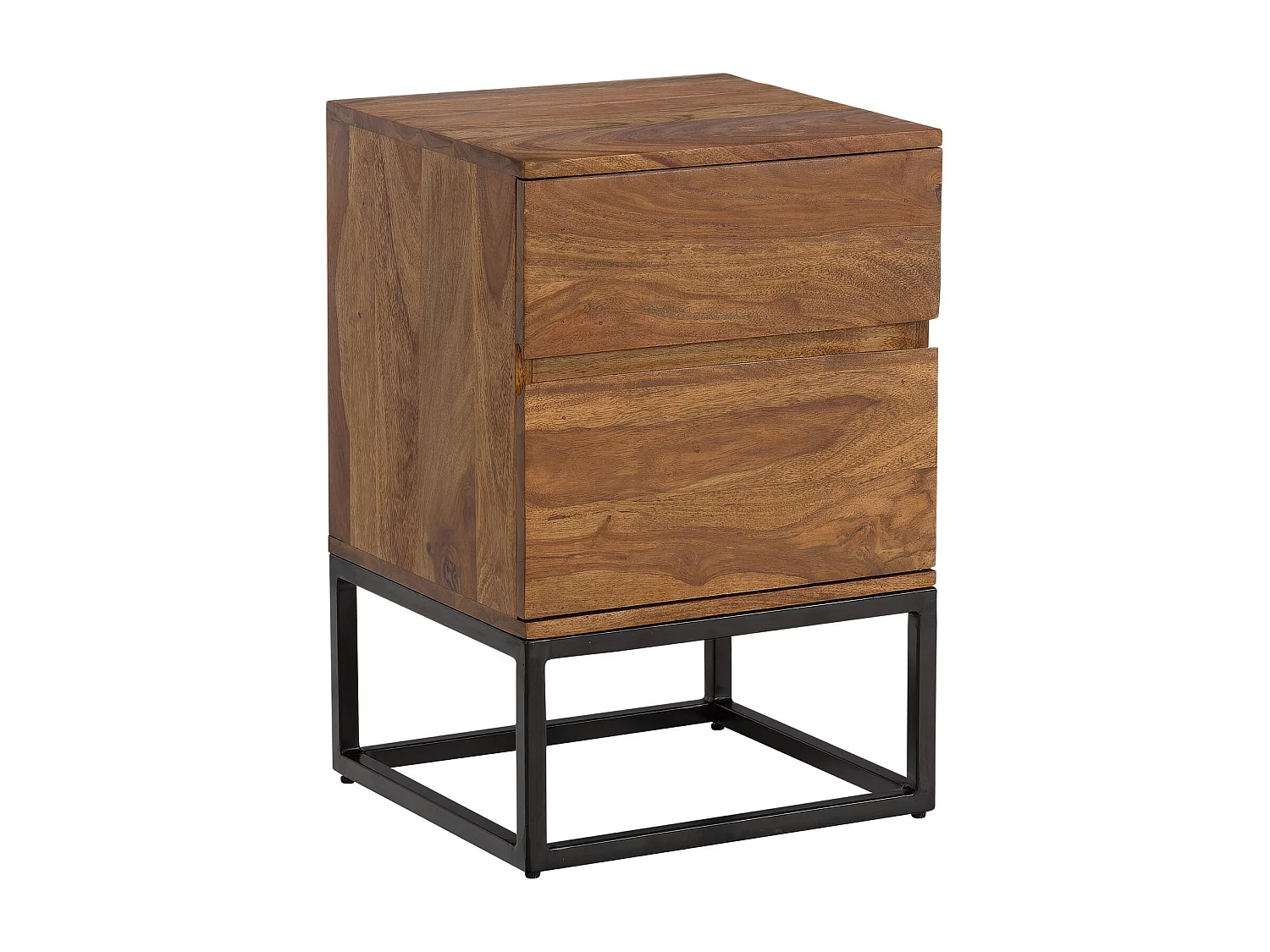 Nachttisch Sheesham Massivholz Metall 40x38x60 cm Nachtschrank Boxspringbett, Design Nachtkonsole