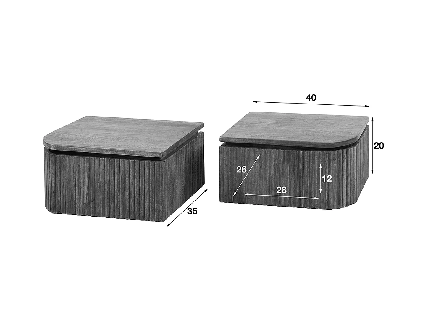 Set Table de nuit - Bois Bois - 35 x 40 cm - HEVE