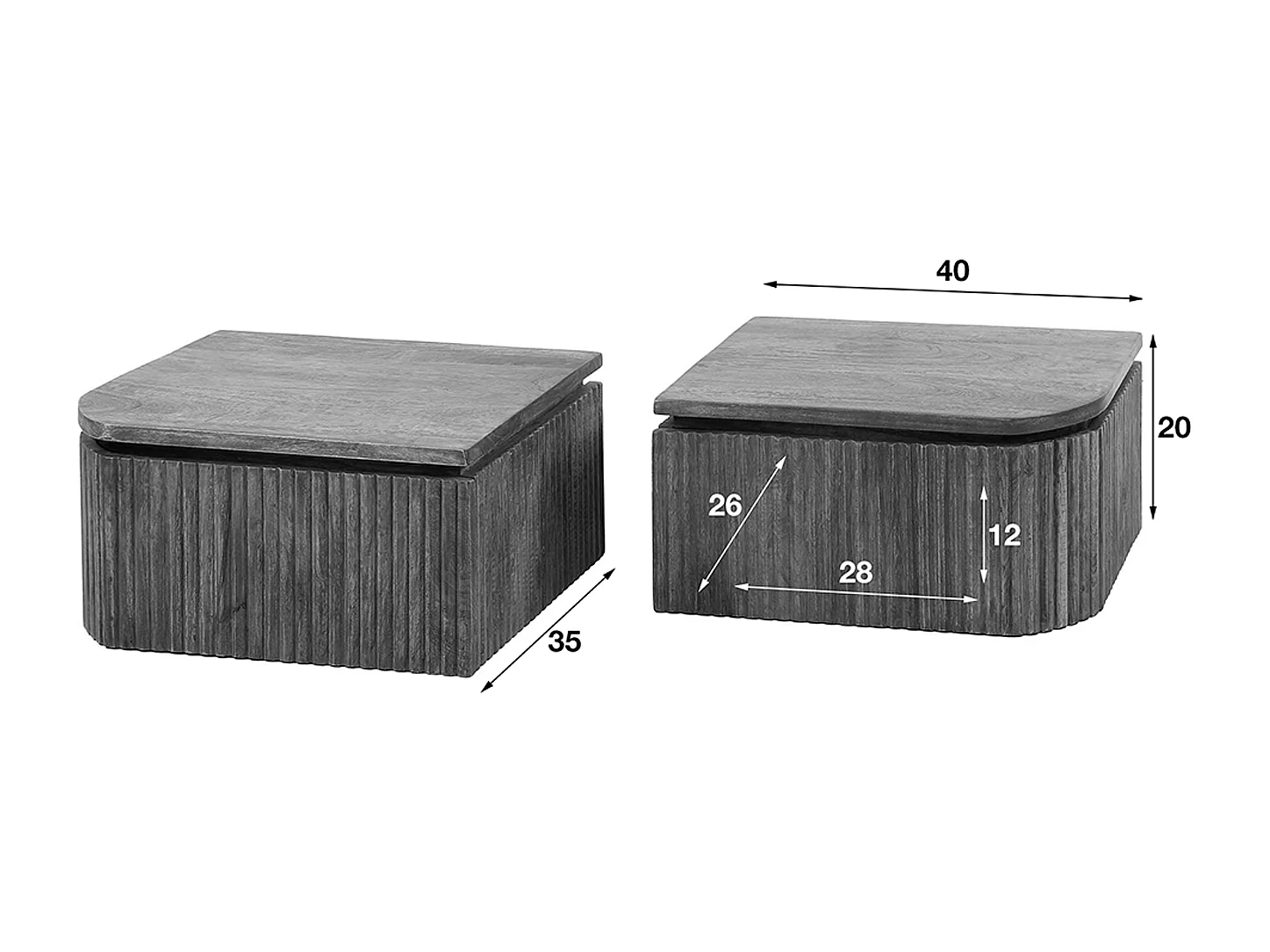 Set Nachttisch - Holz Holz - 35 x 40 cm - HEVE