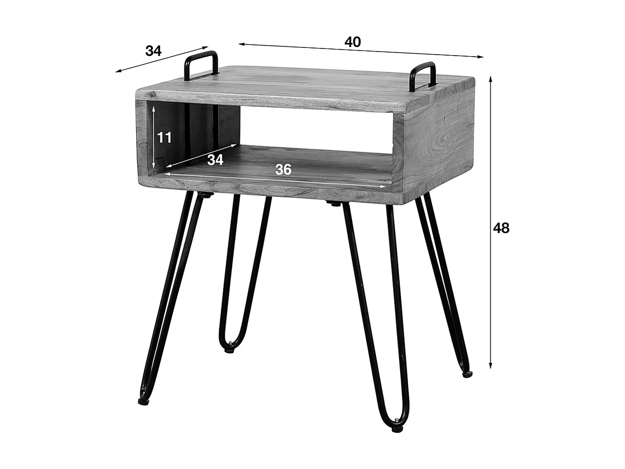 Nachttisch - Holz Holz - 34 x 40 cm - QARO