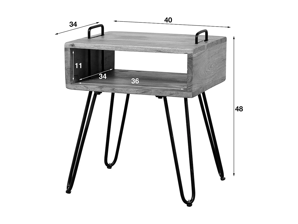 Mesilla de noche - Madera Madera - 34 x 40 cm - QARO