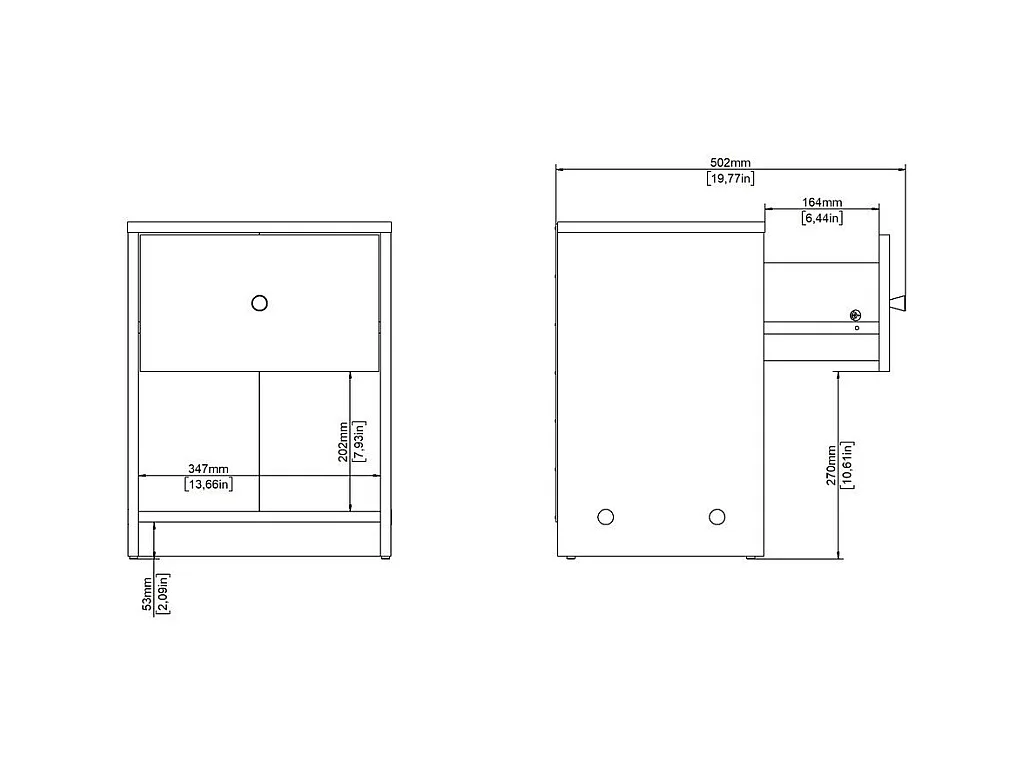 Table de chevet 1 tiroir et 1 niche L37,9 cm - LISE