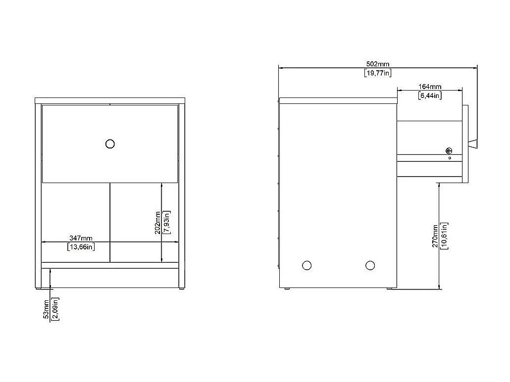 Table de chevet 1 tiroir et 1 niche L37,9 cm - LISE