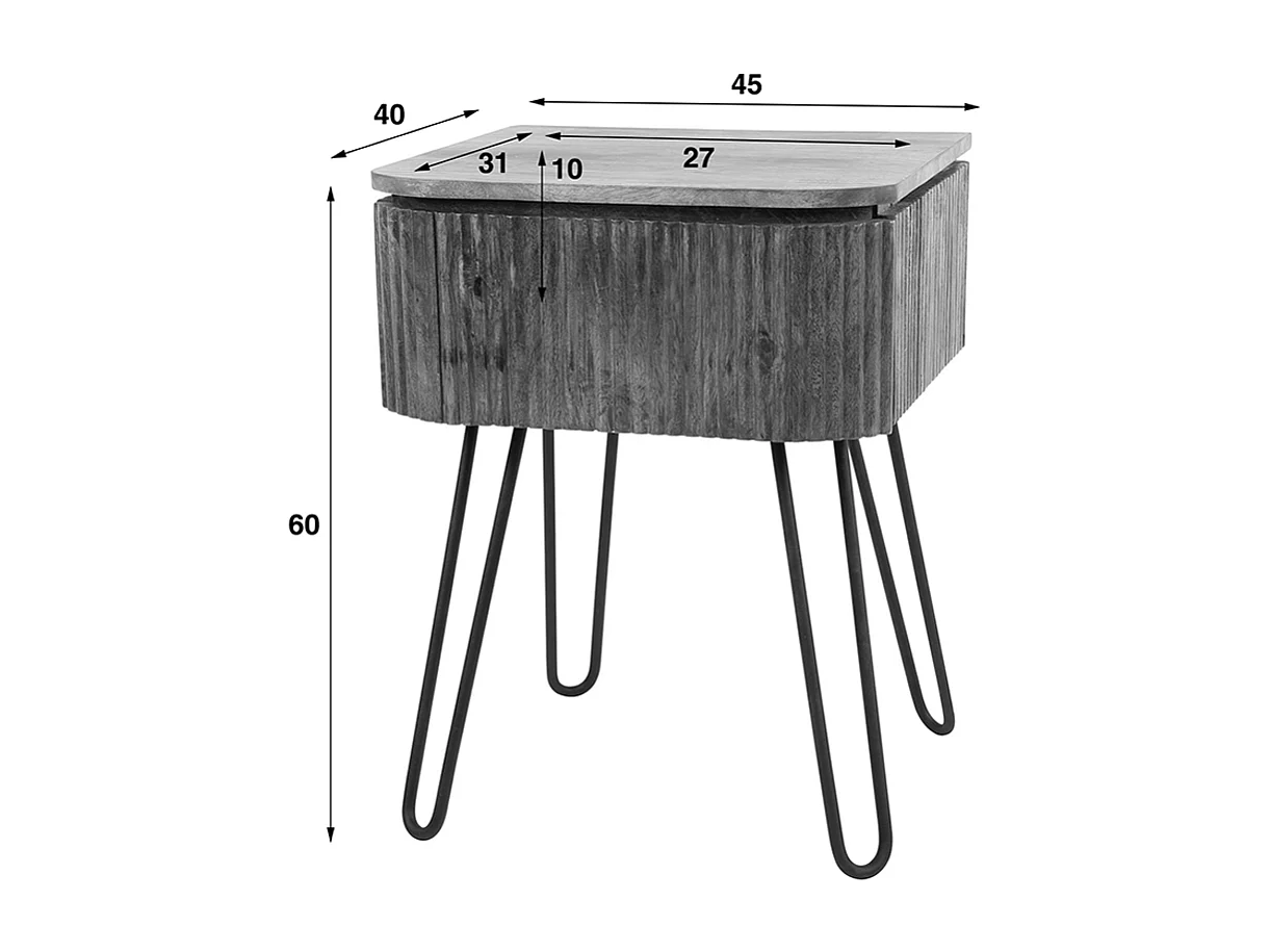 Mesilla de noche - Madera Madera - 40 x 45 cm - HEVE