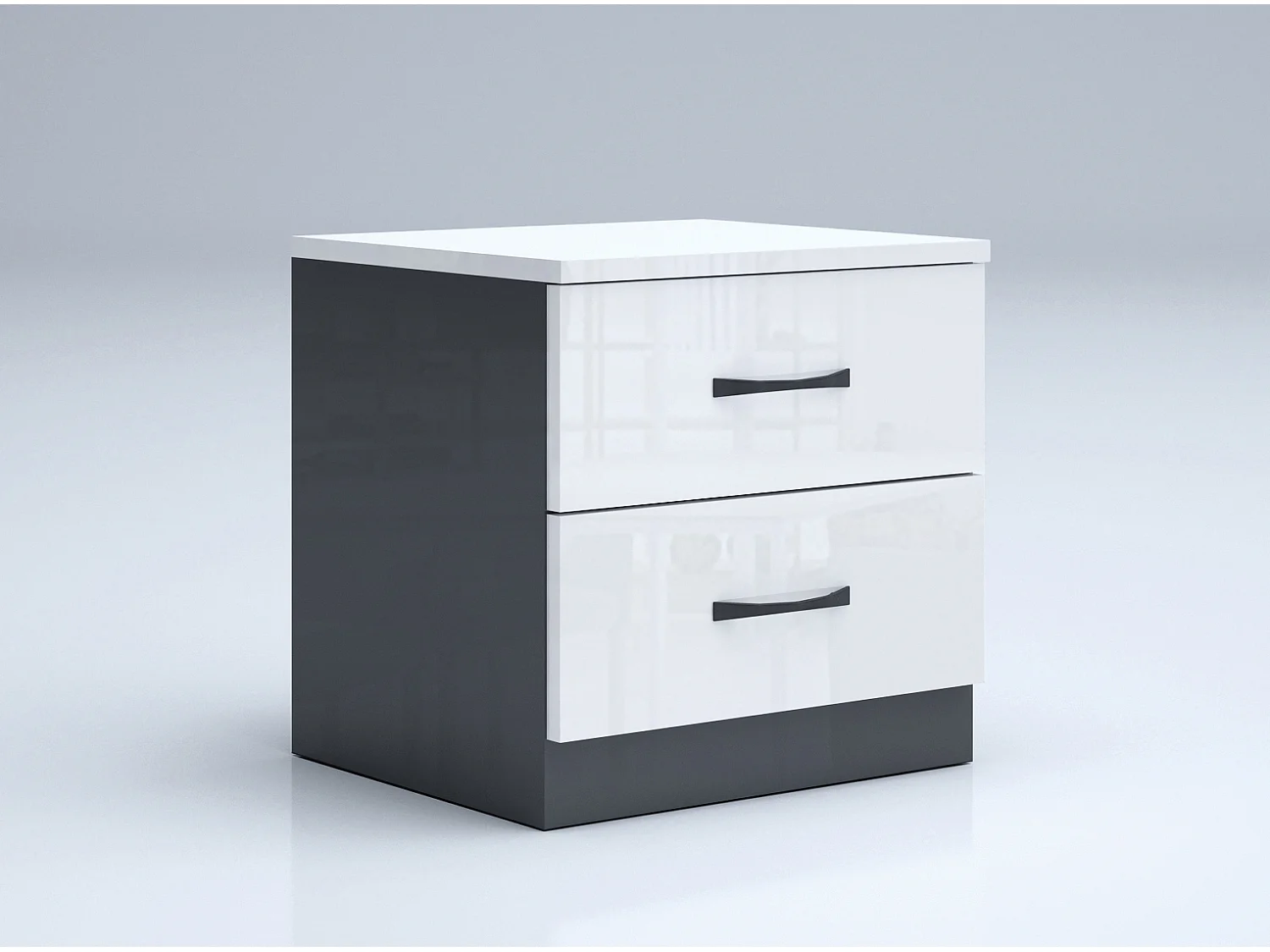 Comodino camera da letto bianco e grigio lucido CGA2