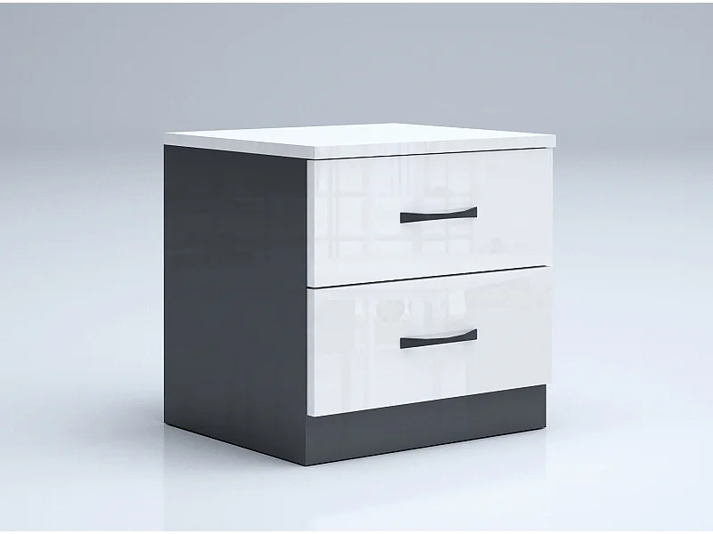 Comodino camera da letto bianco e grigio lucido CGA2