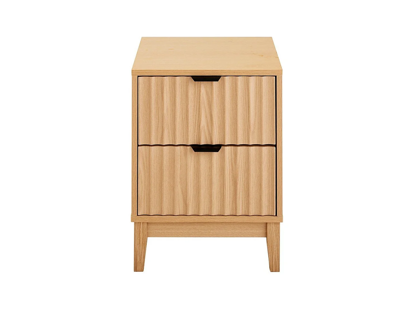 Table de chevet avec 2 tiroirs aux façades effet vague H52 cm - BOLOGNE