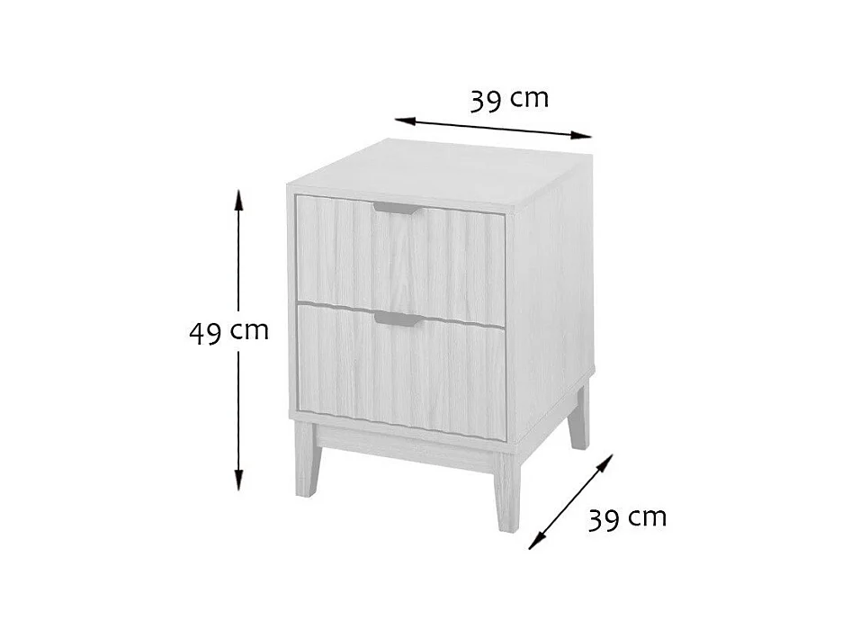 Table de chevet avec 2 tiroirs aux façades effet vague H52 cm - BOLOGNE