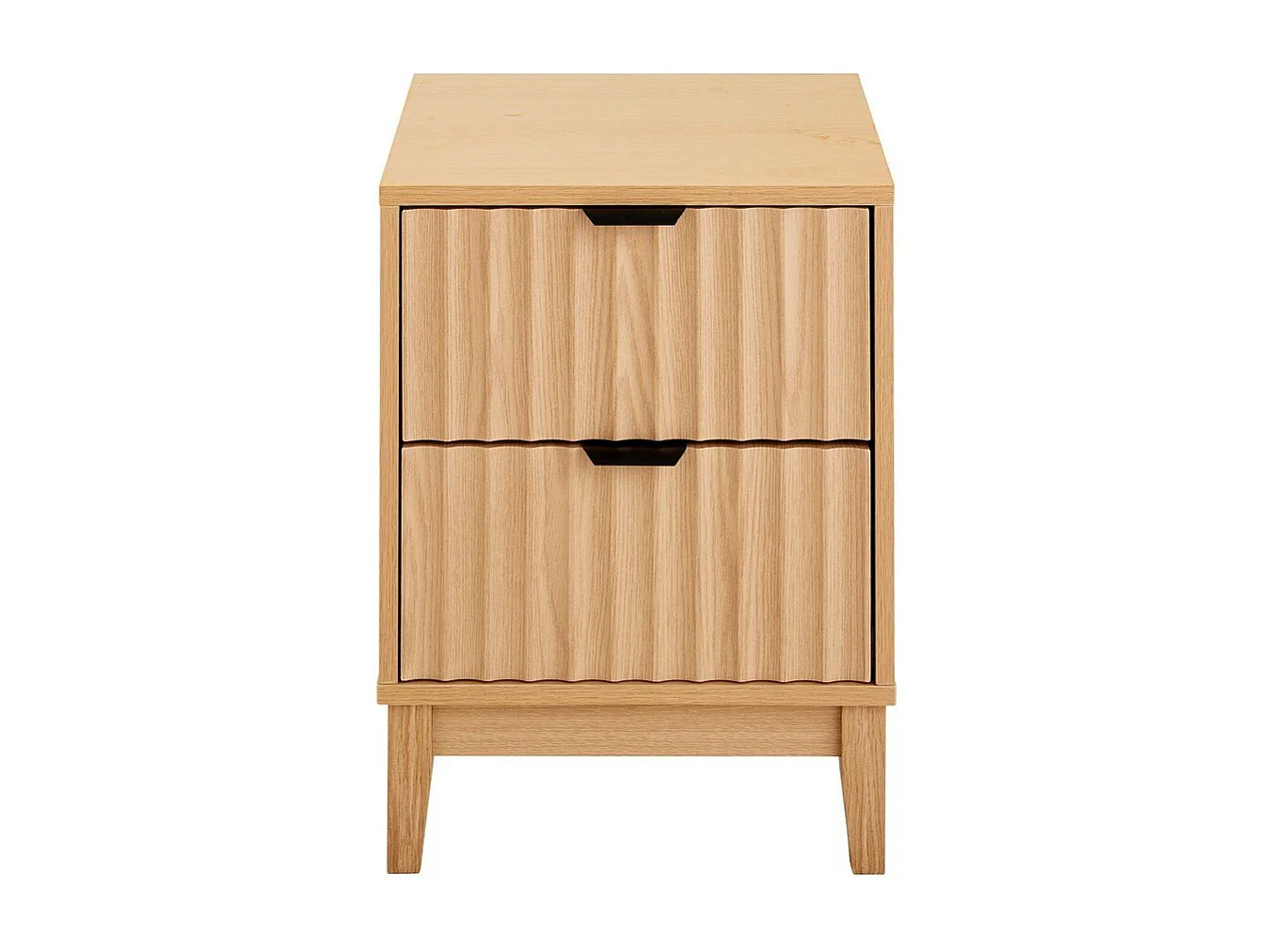 Table de chevet avec 2 tiroirs aux façades effet vague H52 cm - BOLOGNE