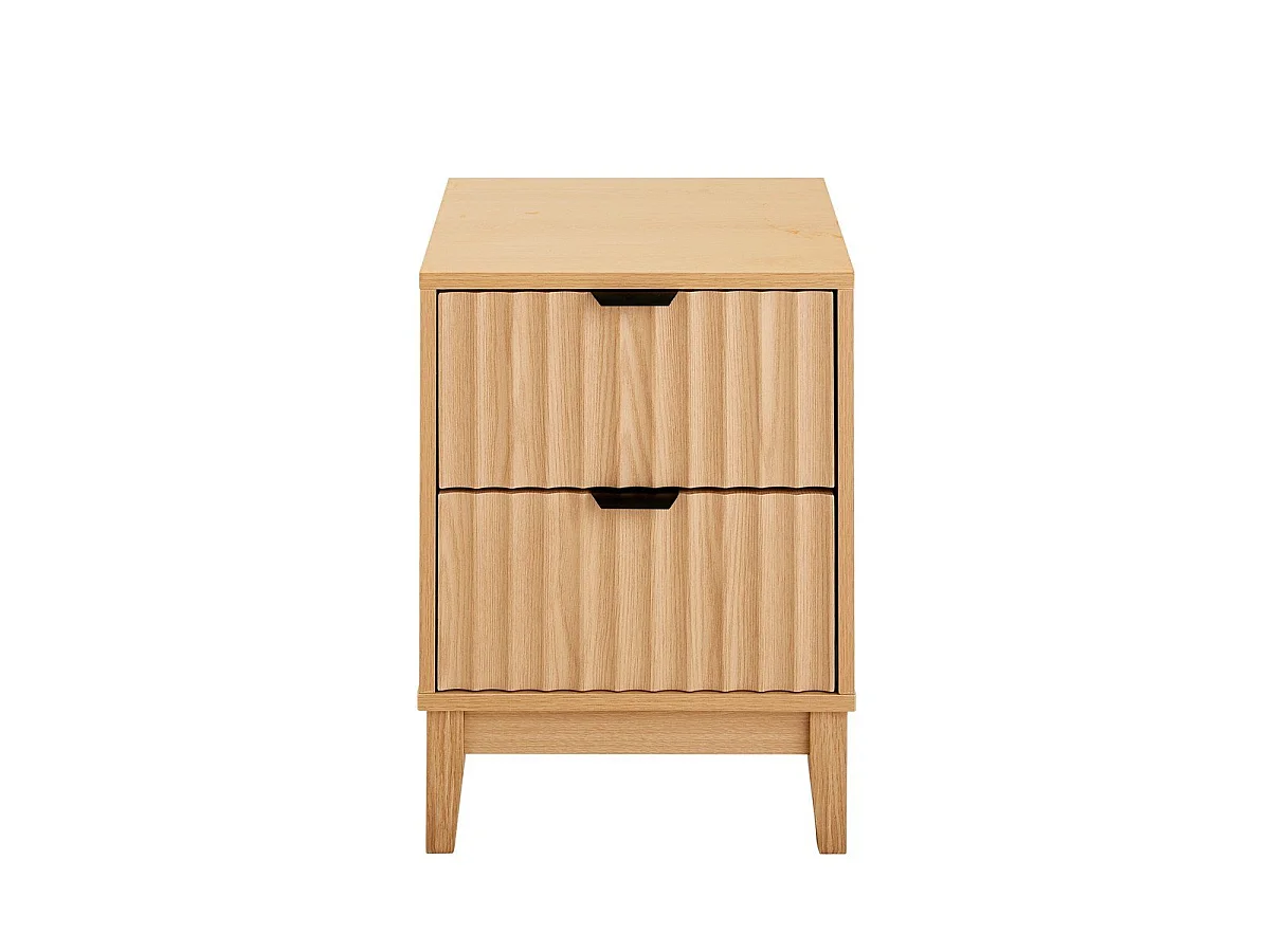 Nachtkastje met 2 lades en geribbelde fronten H52 cm - BOLOGNE