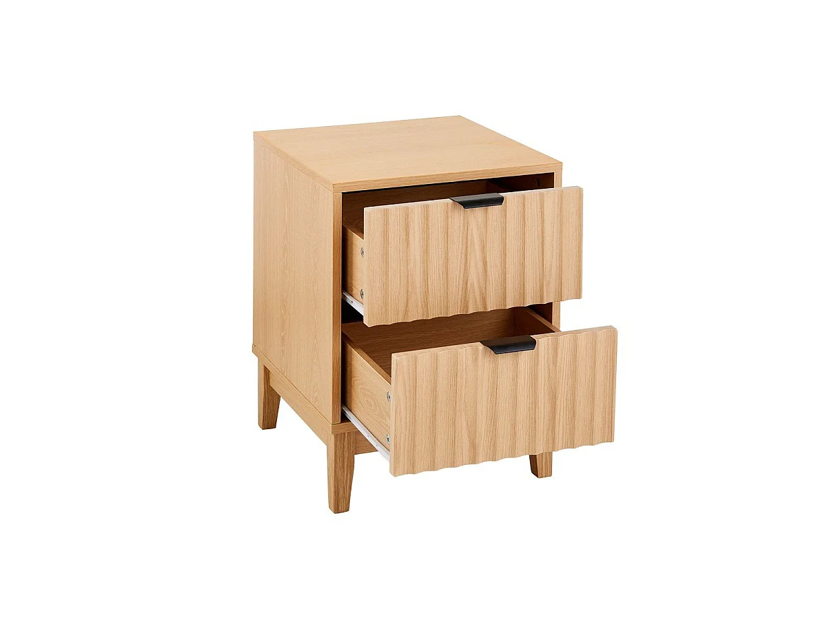 Nachtkastje met 2 lades en geribbelde fronten H52 cm - BOLOGNE
