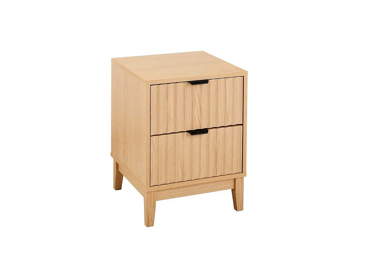 Nachtkastje met 2 lades en geribbelde fronten H52 cm - BOLOGNE