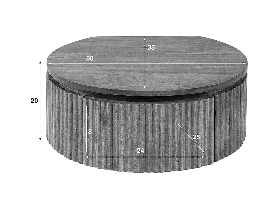 Table de nuit - Bois Bois - 35 x 50 cm - HEVE