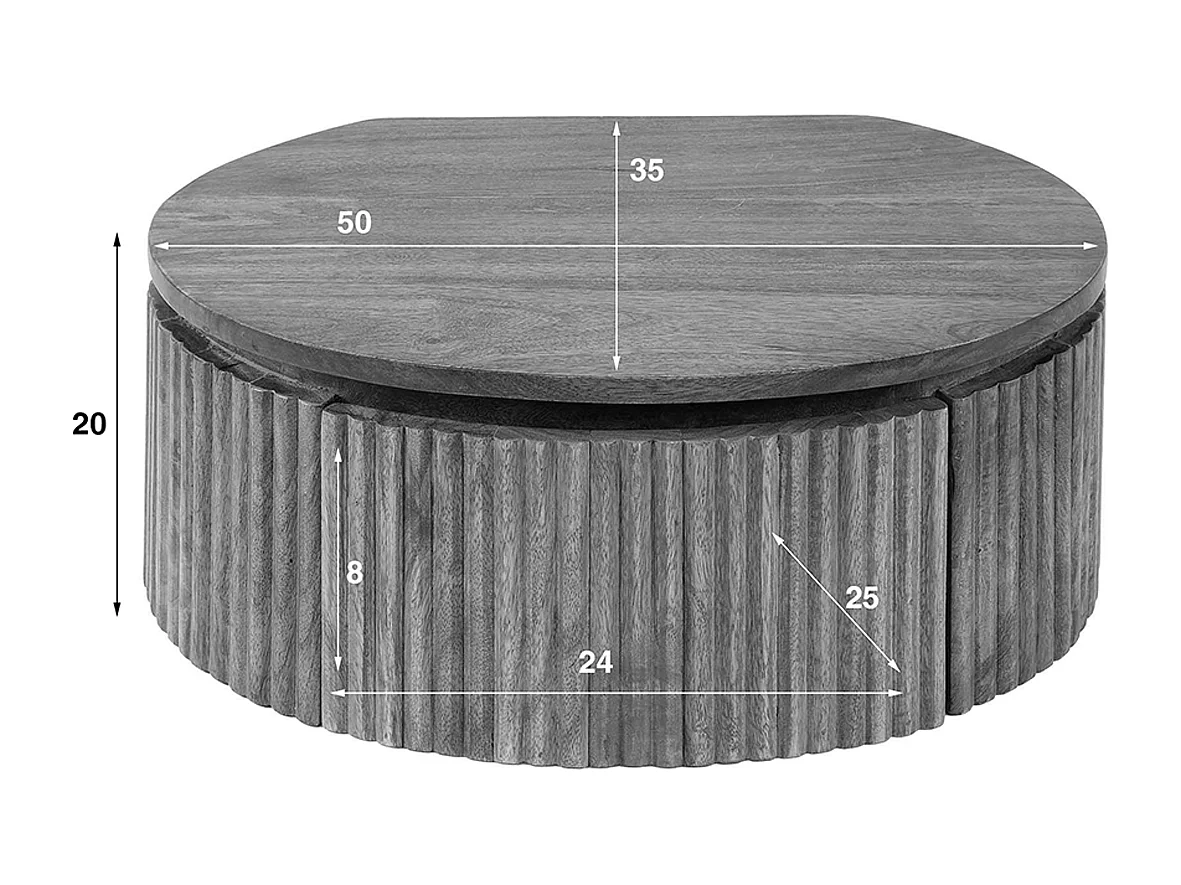 Table de nuit - Bois Bois - 35 x 50 cm - HEVE