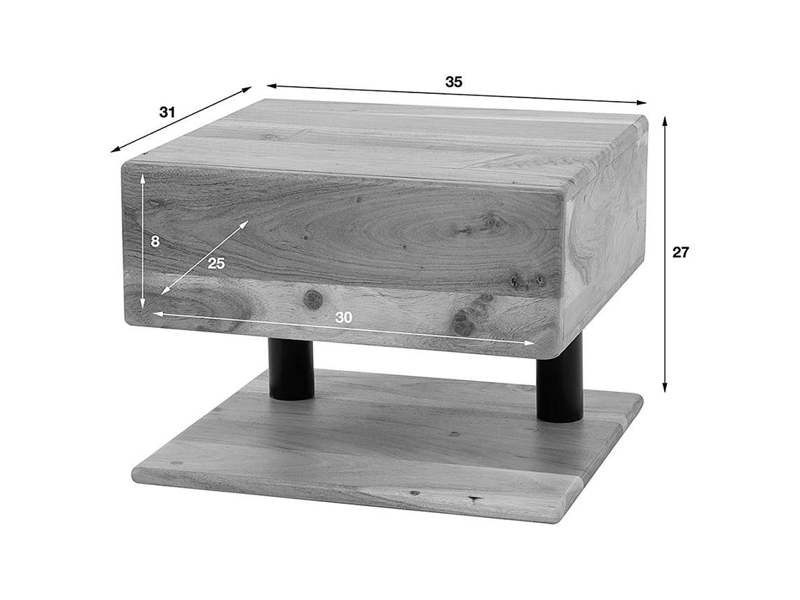 Table de nuit - Bois Bois - 32 x 35 cm - SILVEA