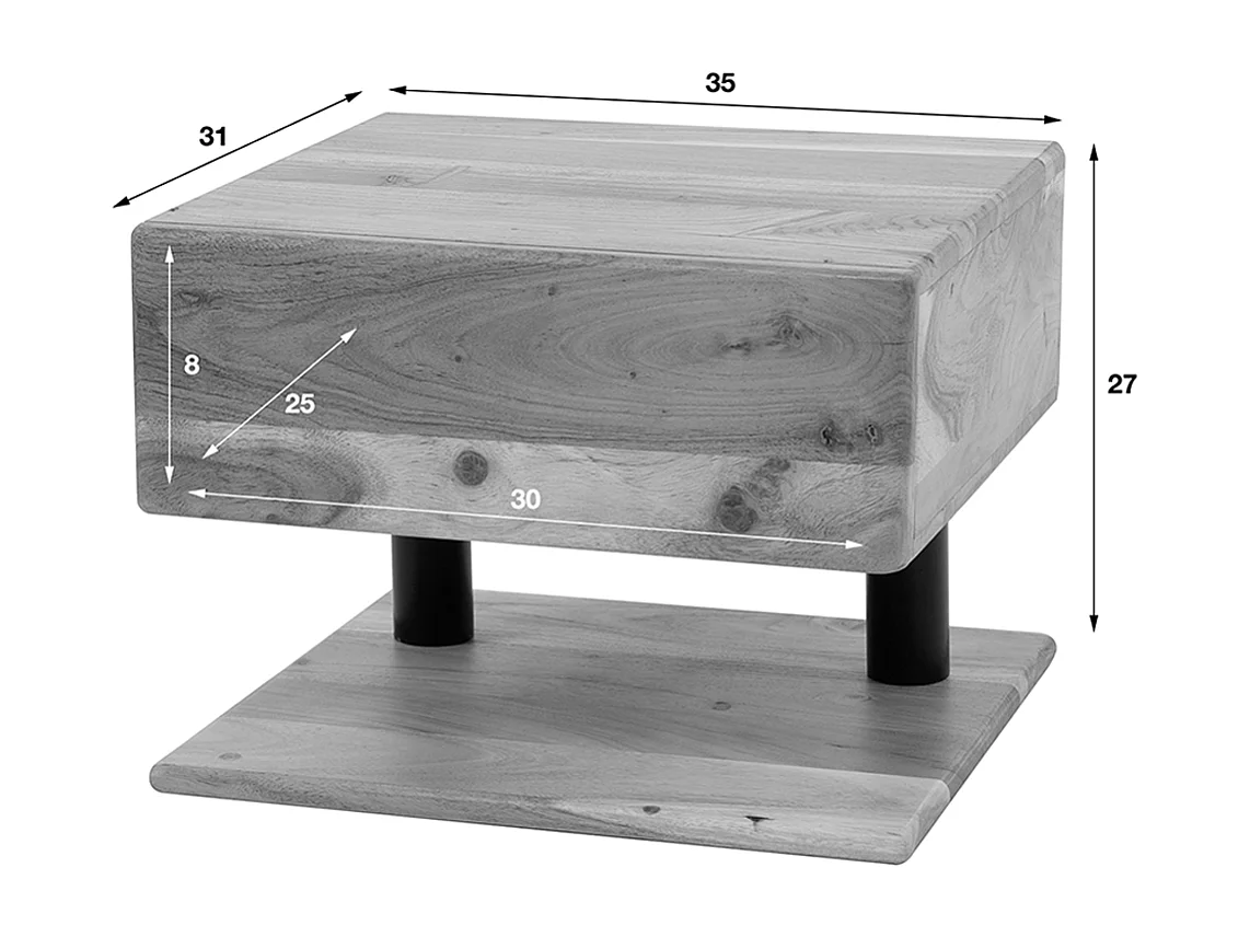 Comodino - Legno Legno - 32 x 35 cm - SILVEA