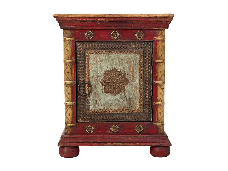 Mesita de noche de madera roja 50x40x59