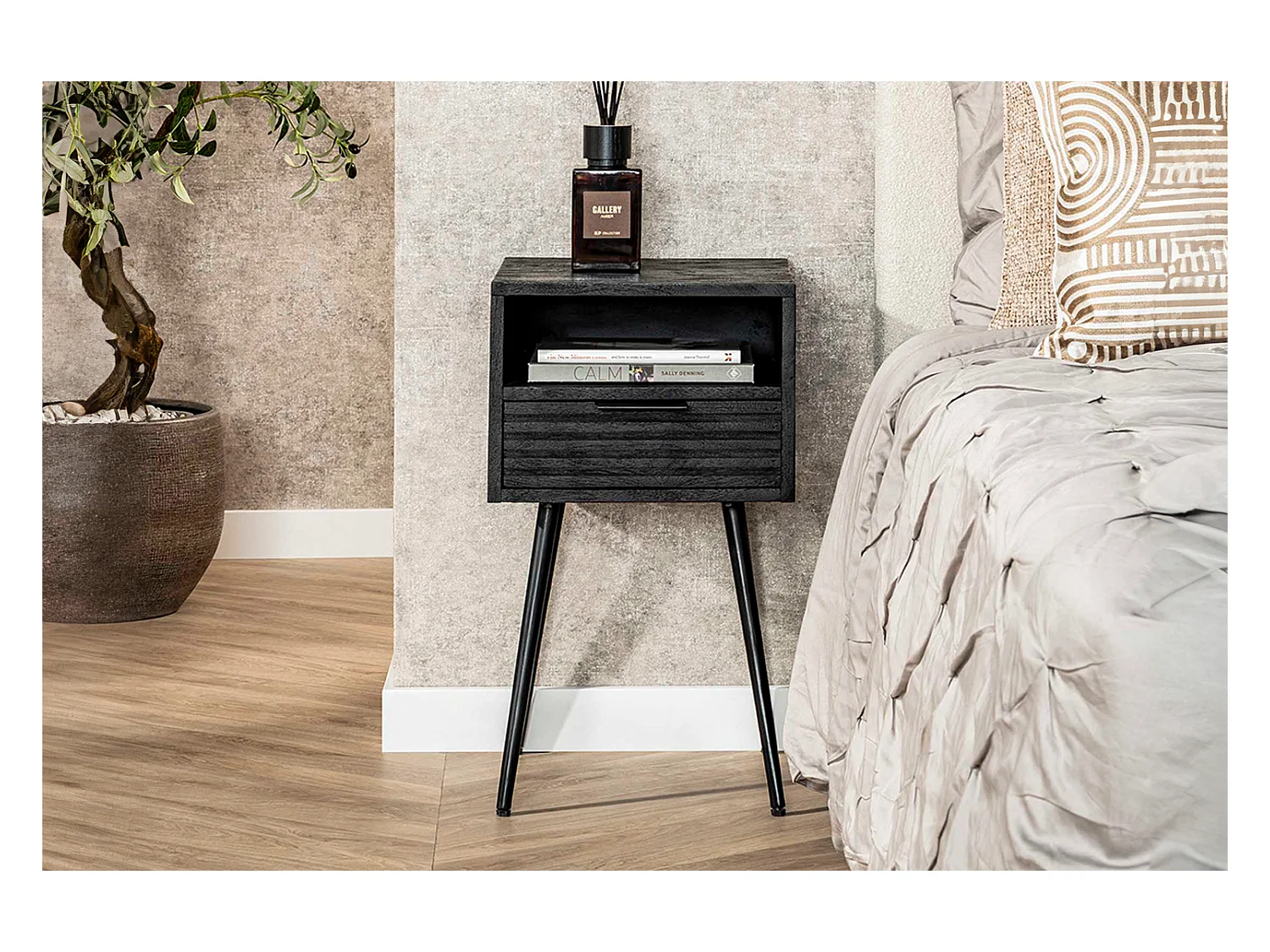 Table de nuit - Bois Bois - 35 x 35 cm - MIENA