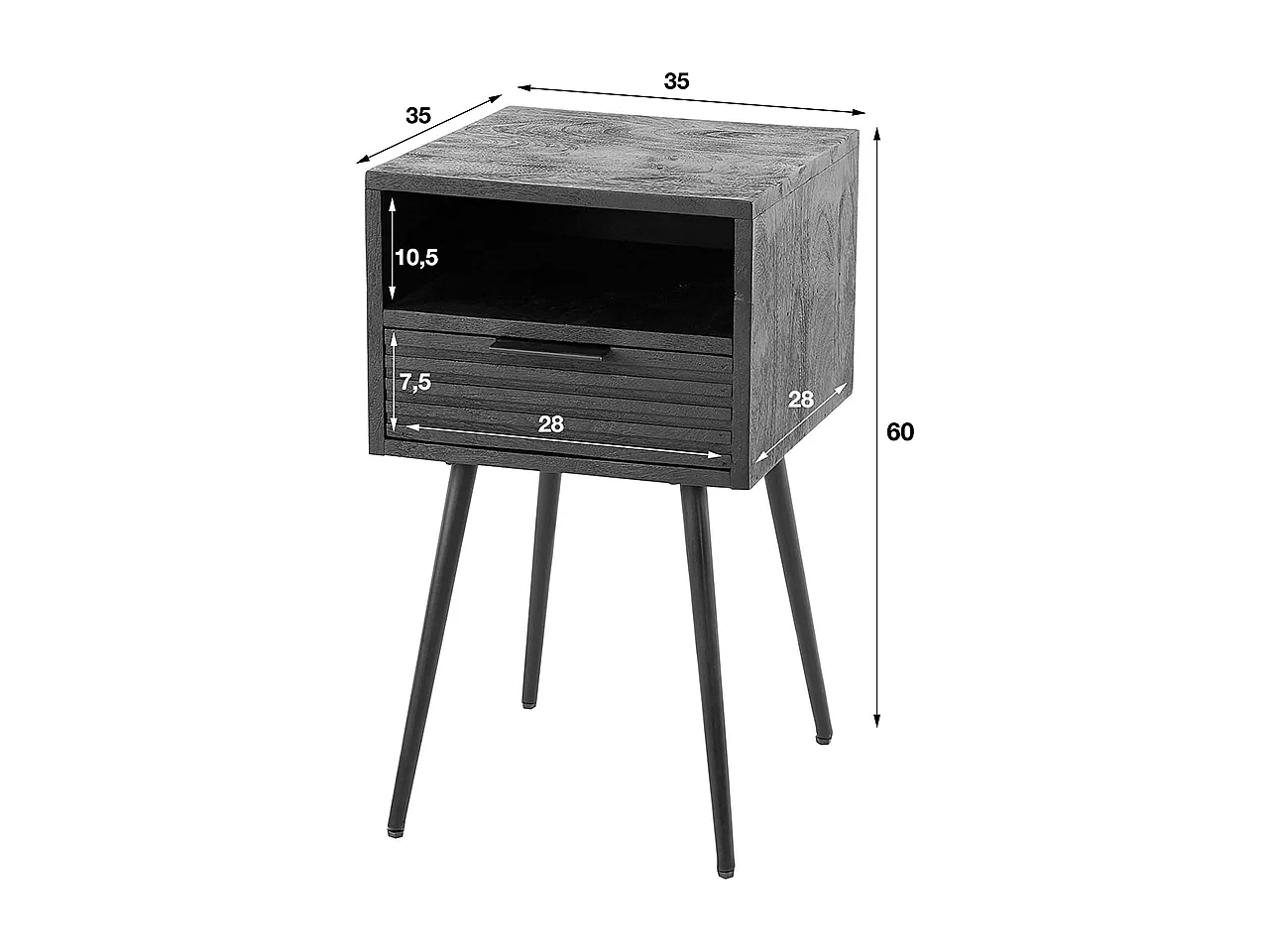 Comodino - Legno Legno - 35 x 35 cm - MIENA