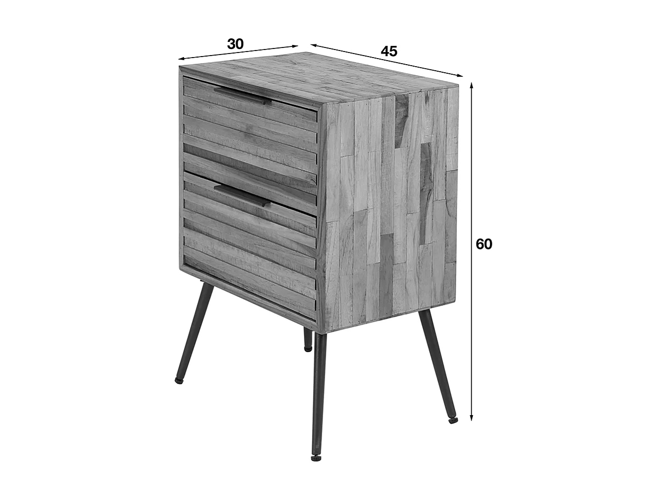 Nachttisch - Holz Holz - 30 x 45 cm - TICAR