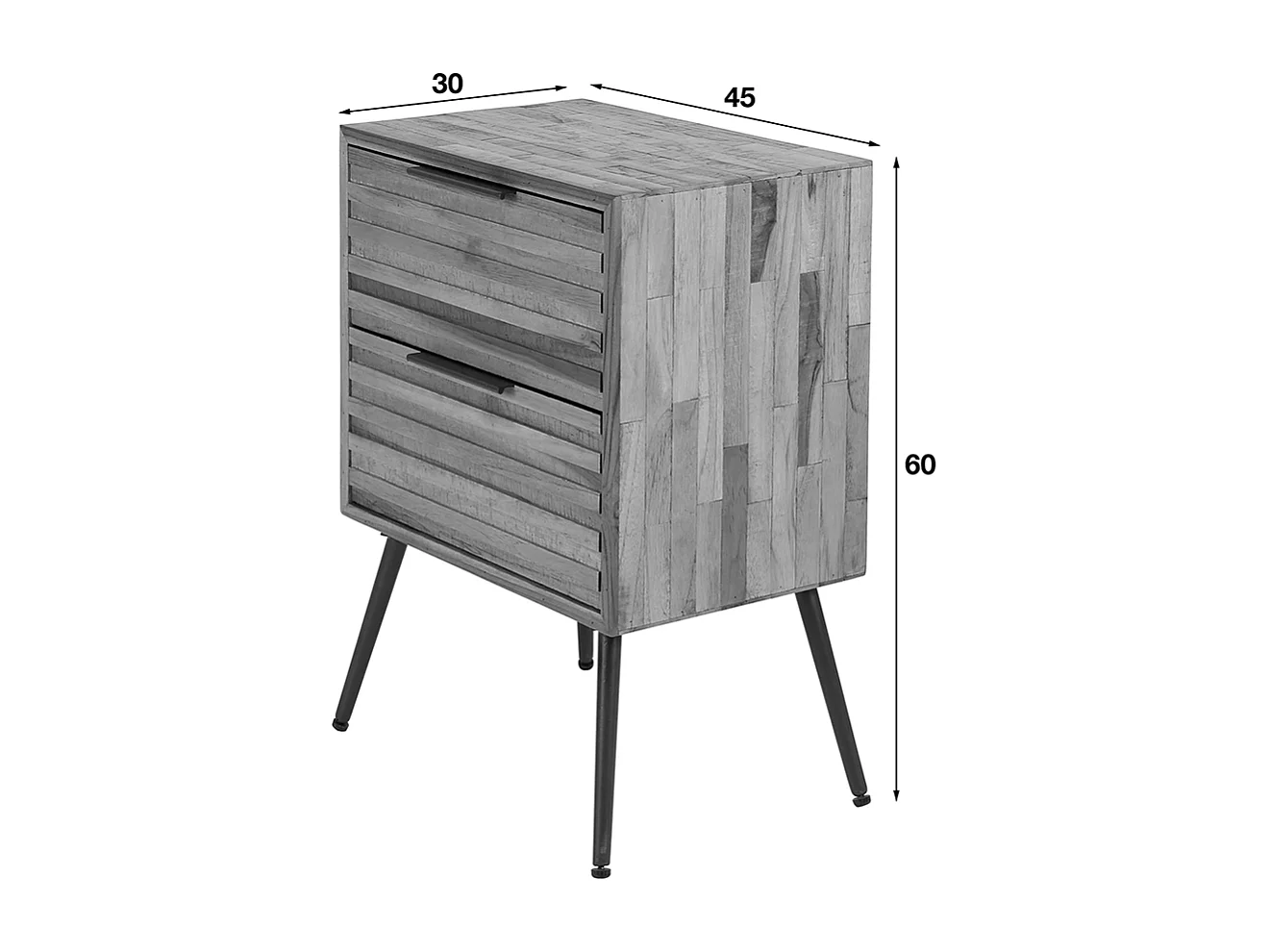 Mesilla de noche - Madera Madera - 30 x 45 cm - TICAR