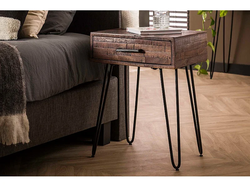 Nachttisch - Grau Holz - 45 x 35 cm - MESA